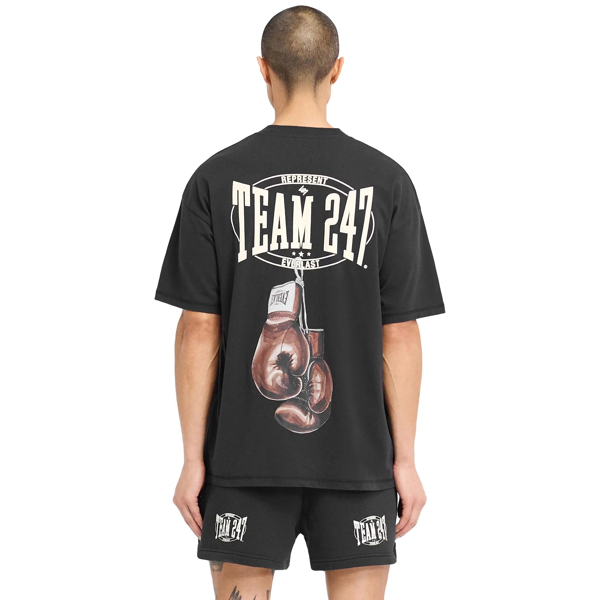 Back Detail view of Represent 247 X Everlast Training Camp Off Black T Shirt 247M482-171