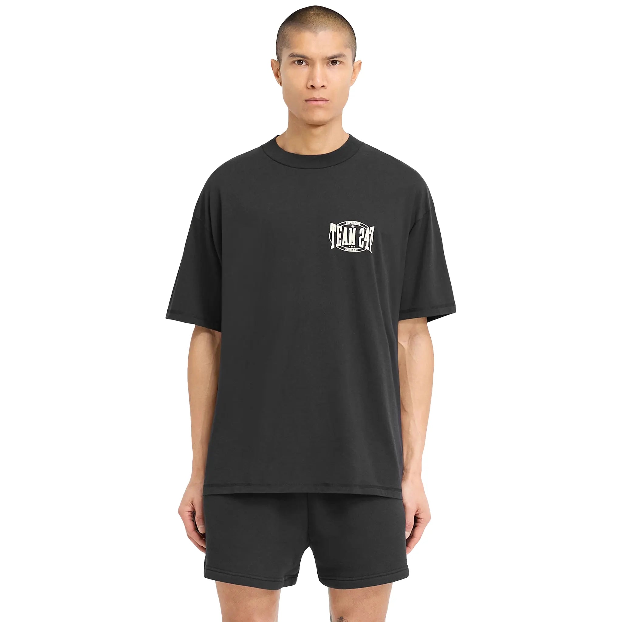 Front Detail view of Represent 247 X Everlast Training Camp Off Black T Shirt 247M482-171