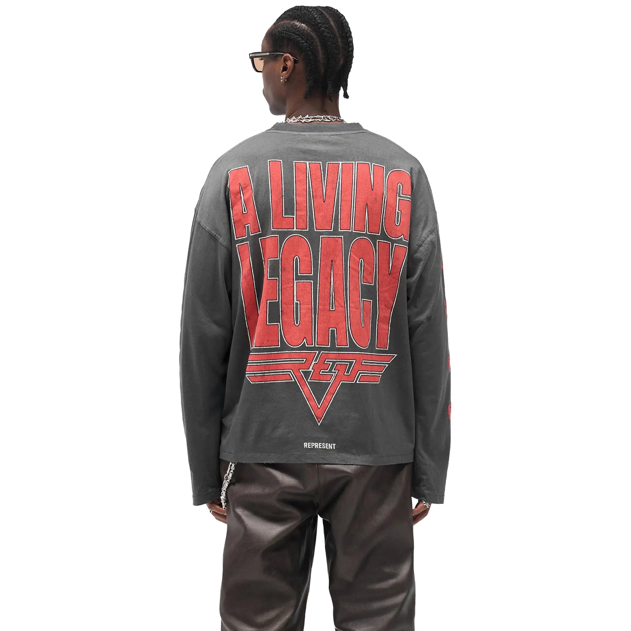 Back View of Represent Rep Legacy Ls Sun Fade Grey L/S T Shirt MLM100365-46