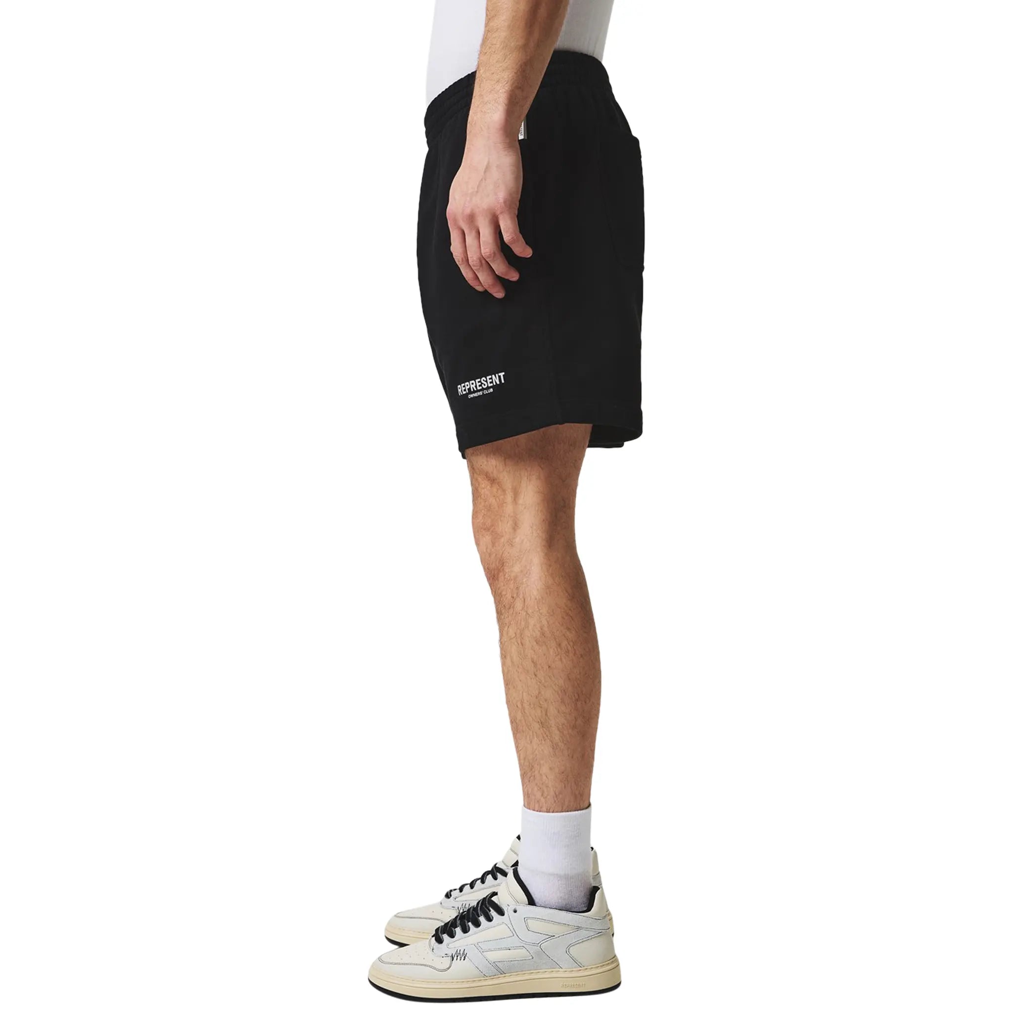 Side View of Represent Owner Club Black Shorts OCM100004-01
