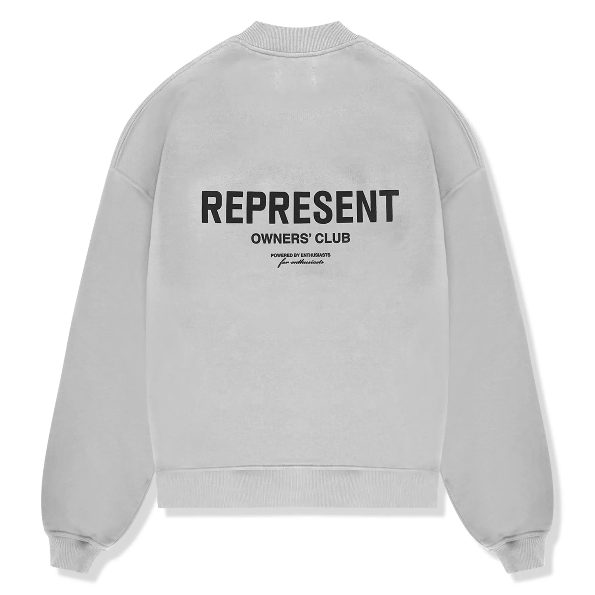 Back view of Represent Owners Club Ash Grey Sweatshirt M04159-302