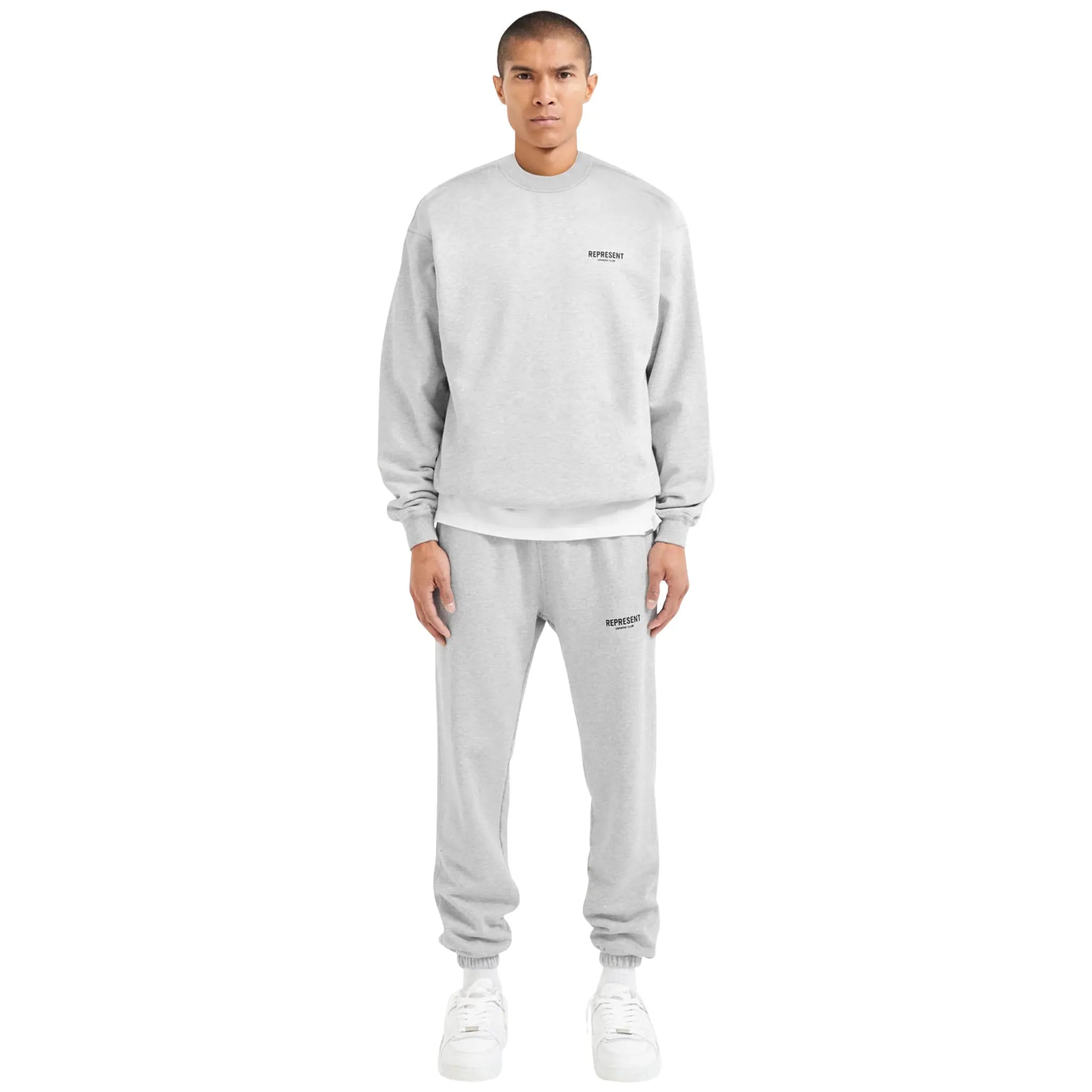 Model view of Represent Owners Club Ash Grey Sweatshirt M04159-302