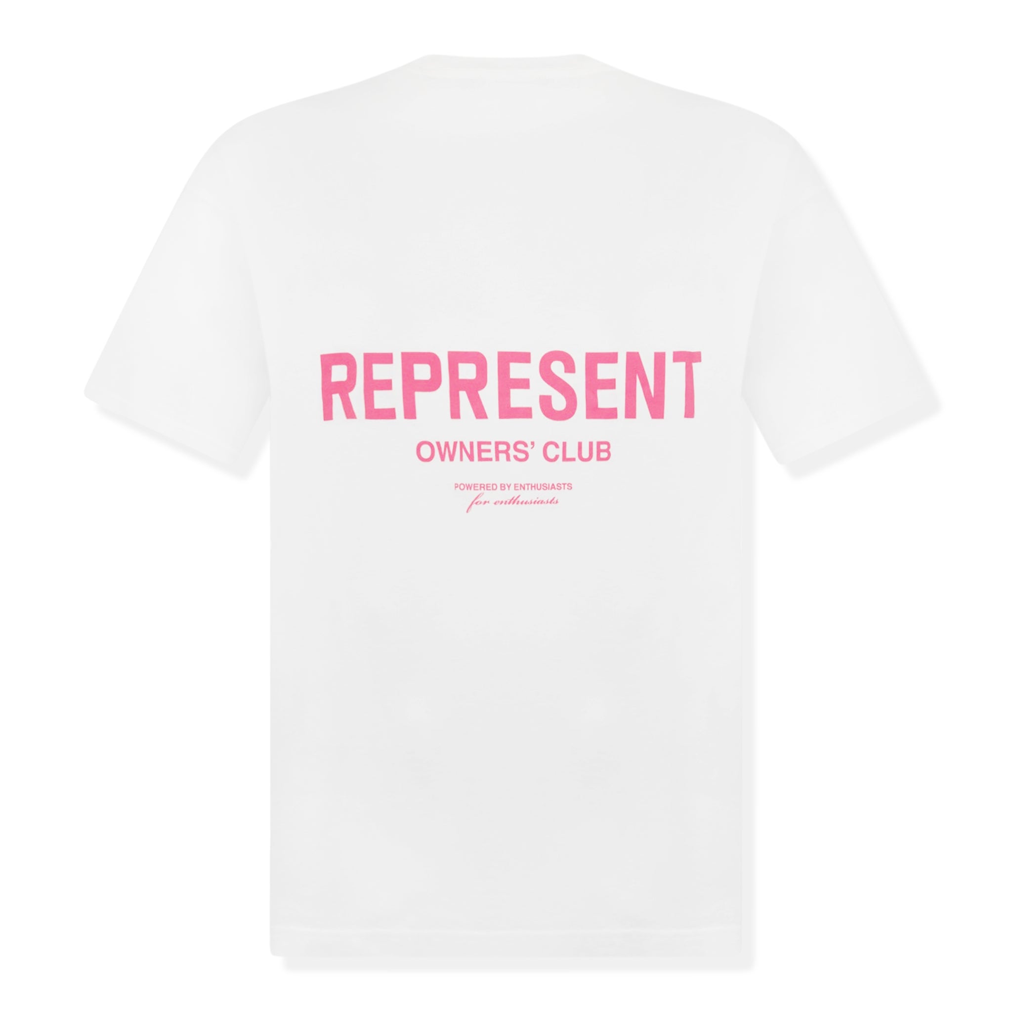 BAck view of Represent Owners Club Flat White Bubblegum T Shirt W05149-72