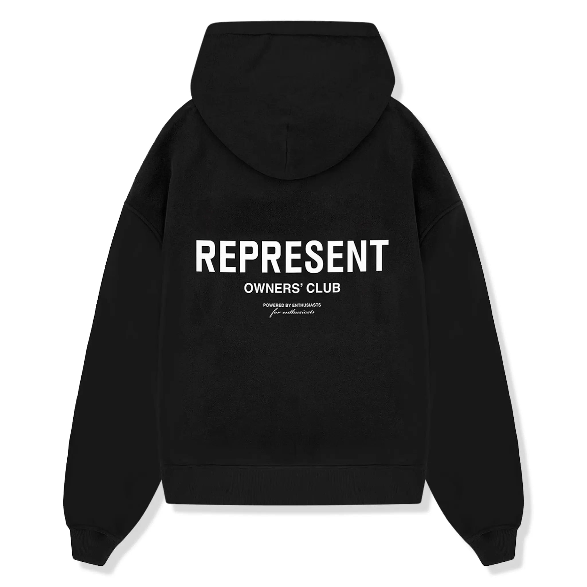 Back View of Represent Owners Club Zip-Up Black Hoodie OCM41122-001