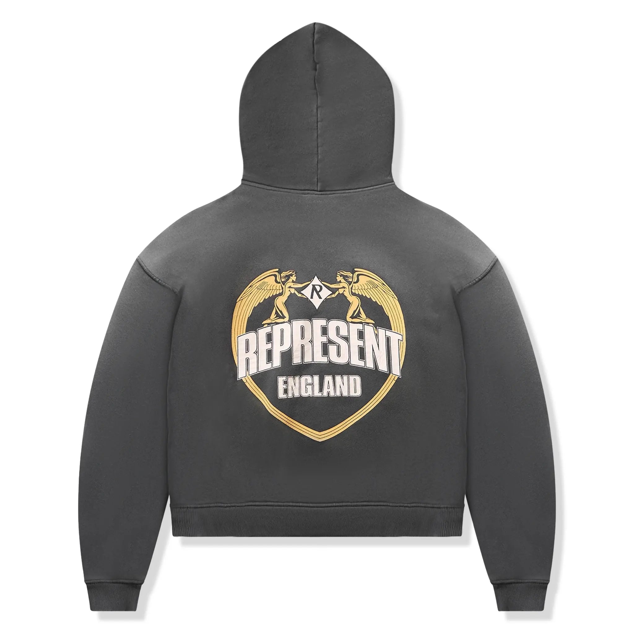 Back View of Represent Rep Angel Border Stained Black Hoodie