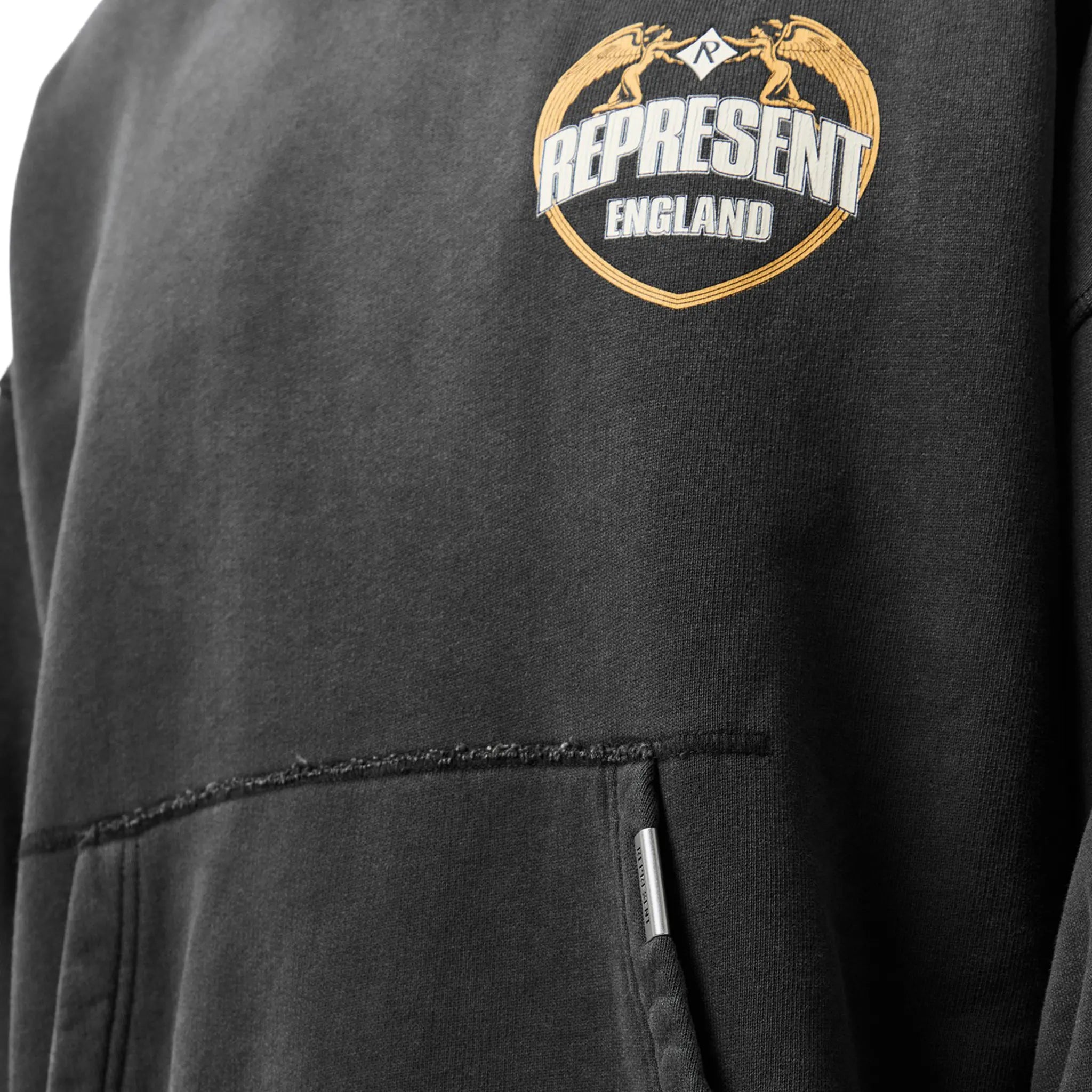 Detailed View of Represent Rep Angel Border Oth Stained Black Hoodie