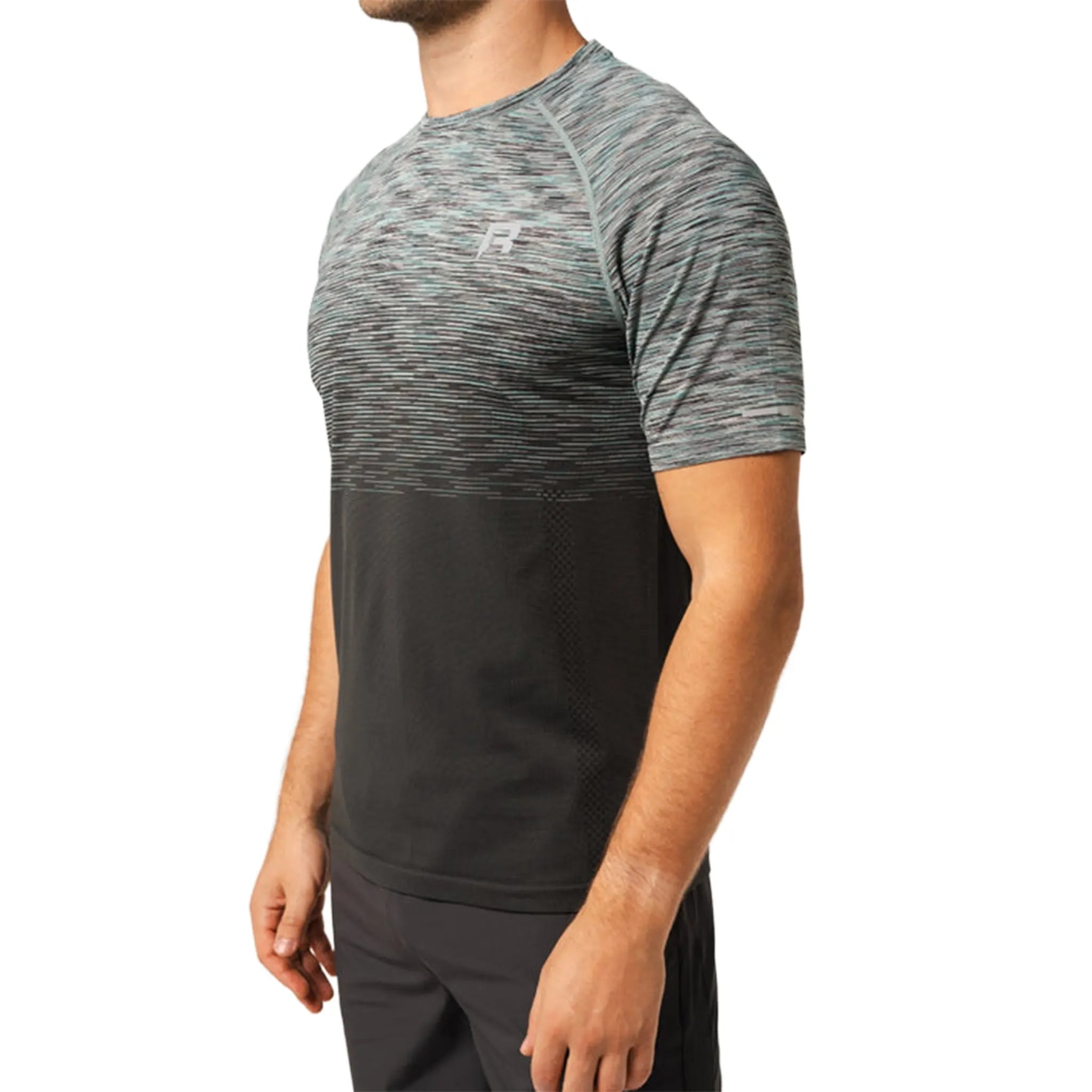 Side View of Reprimo Axis Lagoon Black Sand T-Shirt