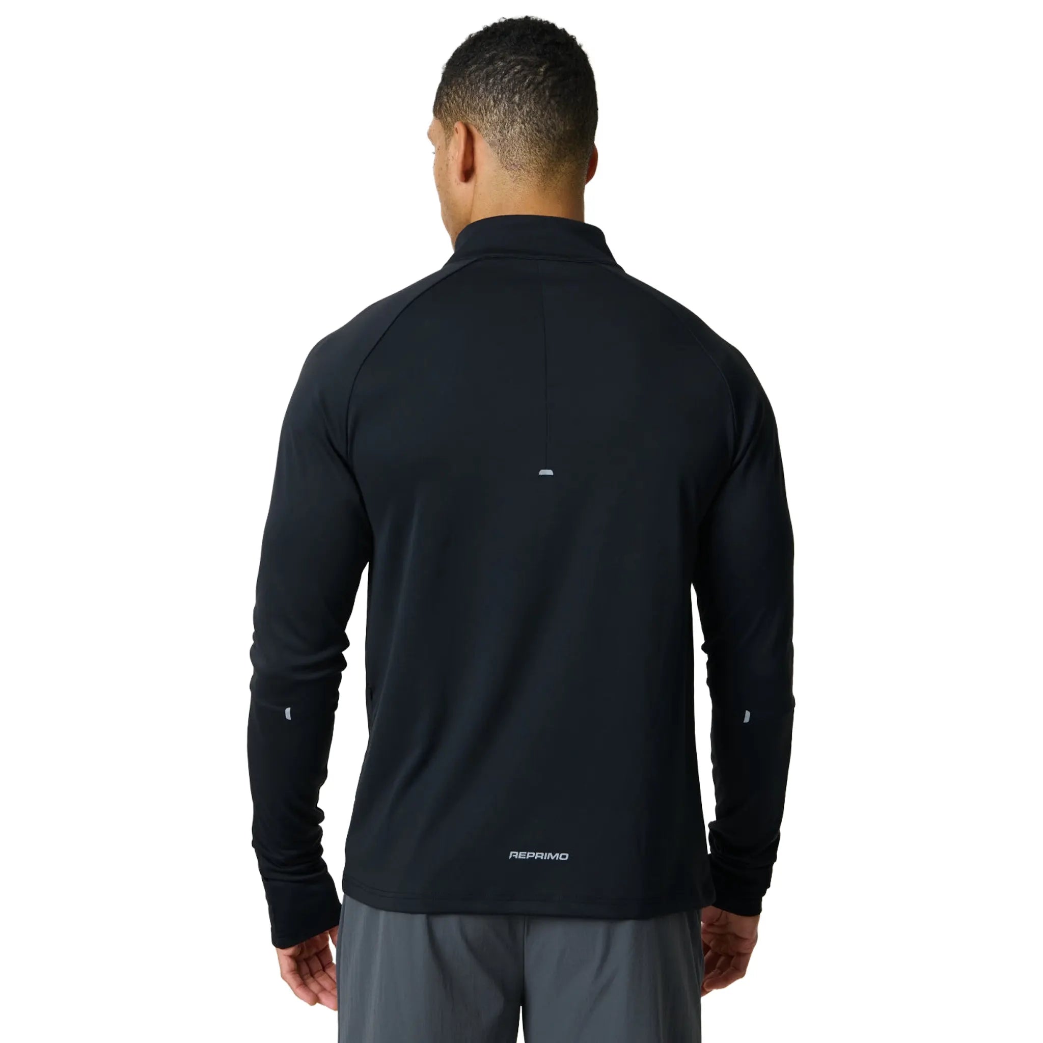 Back View of Reprimo Clima Obsidian Black 1/4 Zip REP261-105