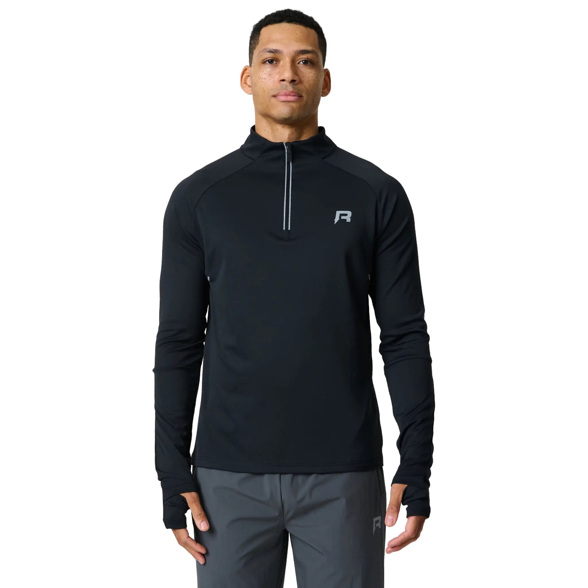 Front View of Reprimo Clima Obsidian Black 1/4 Zip REP261-105