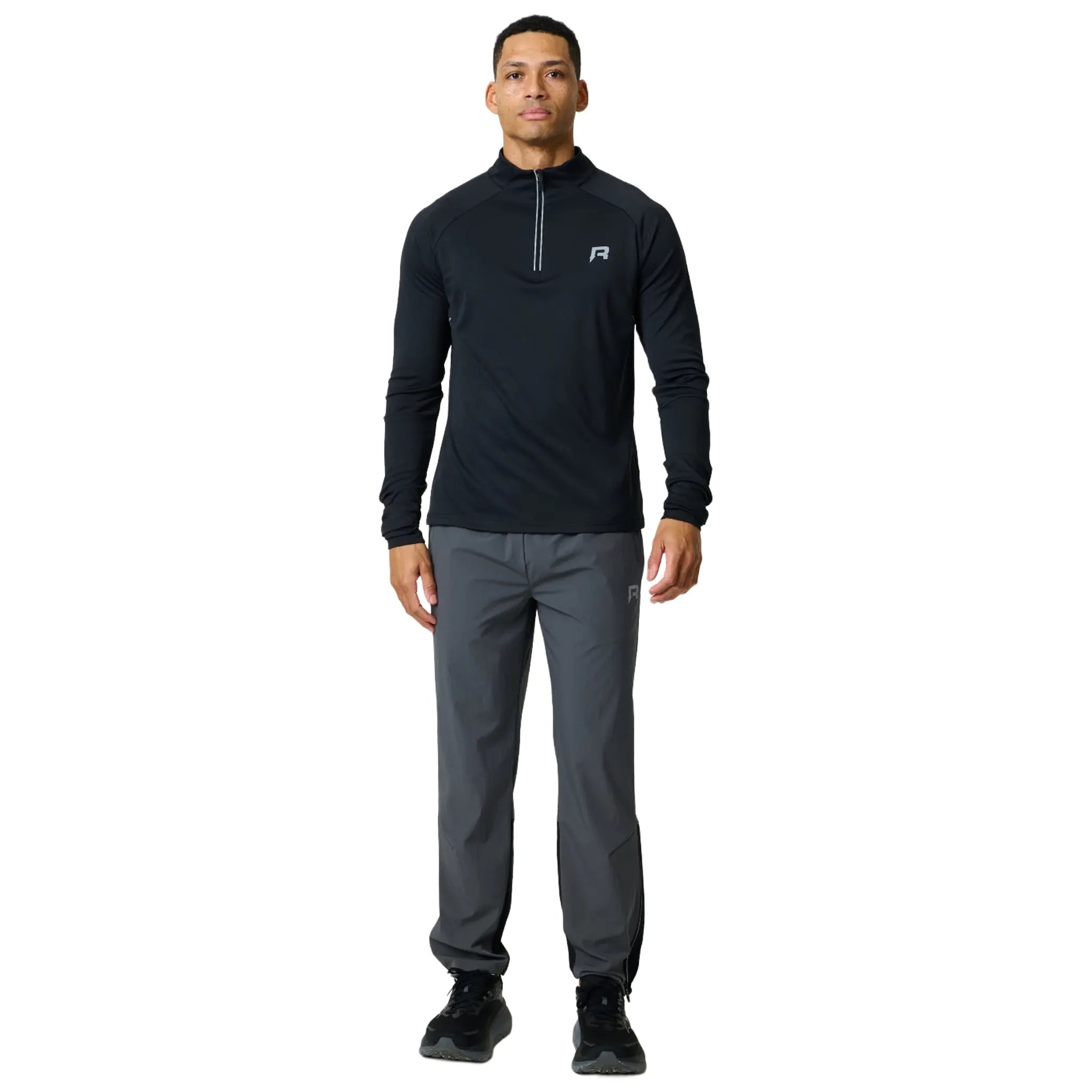 Front View of Reprimo Clima Obsidian Black 1/4 Zip REP261-105