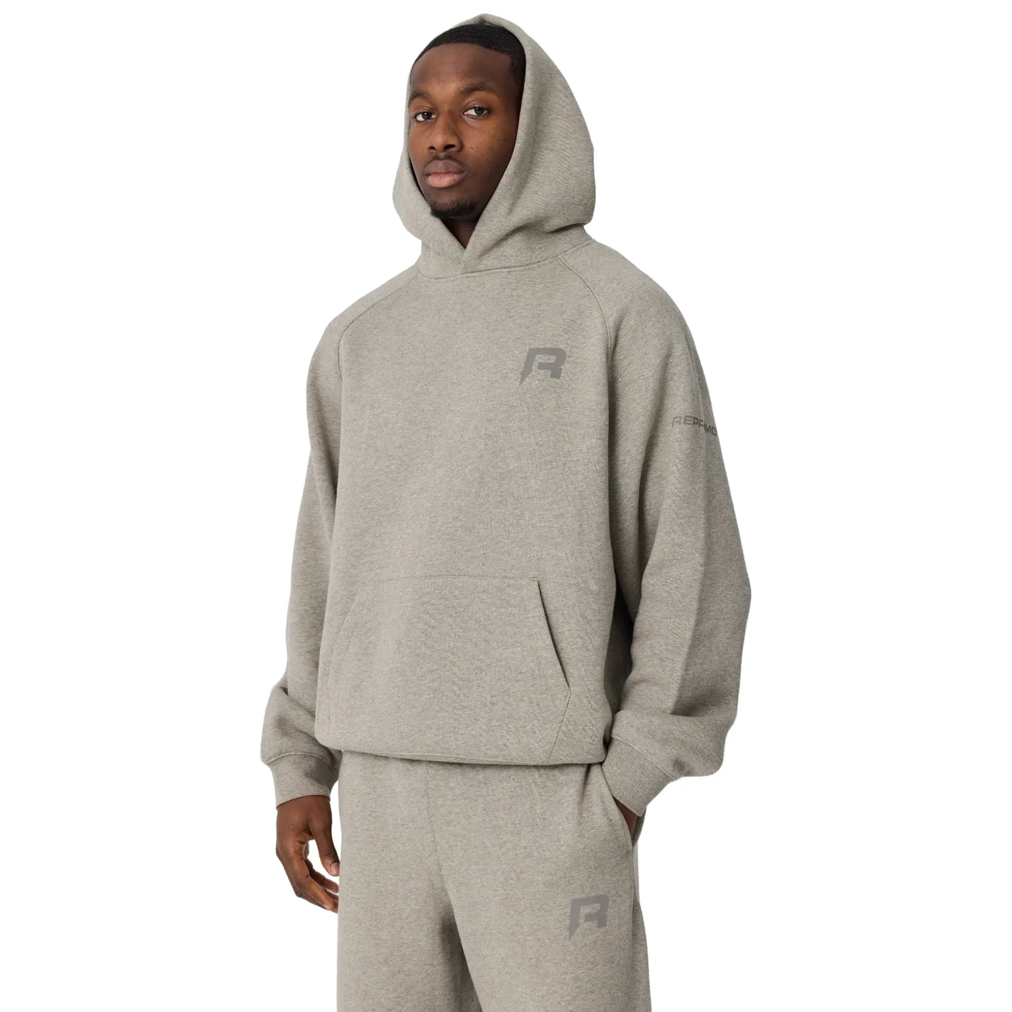 Front View of Reprimo Collective Grey Hoodie REP261-219