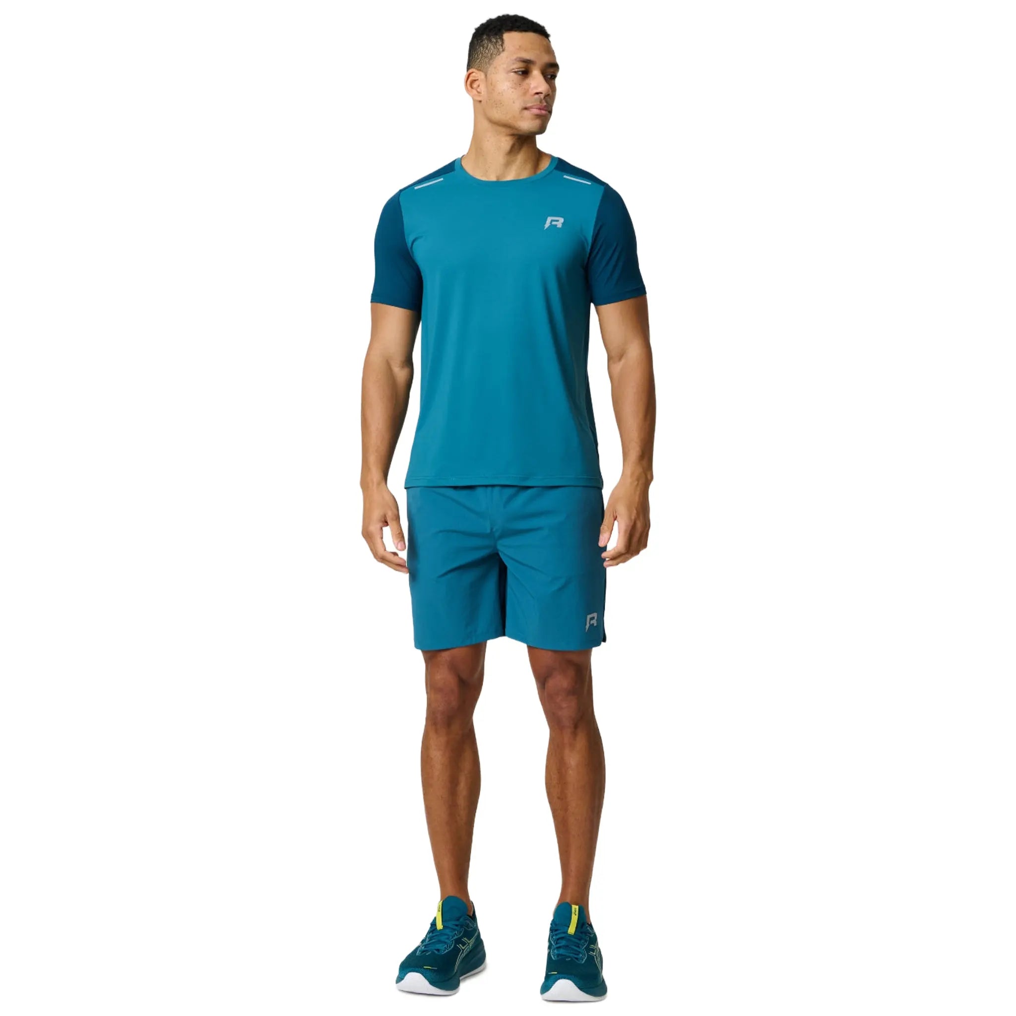 Model View of Reprimo Flight Lake Blue Teal Shorts REP261-055