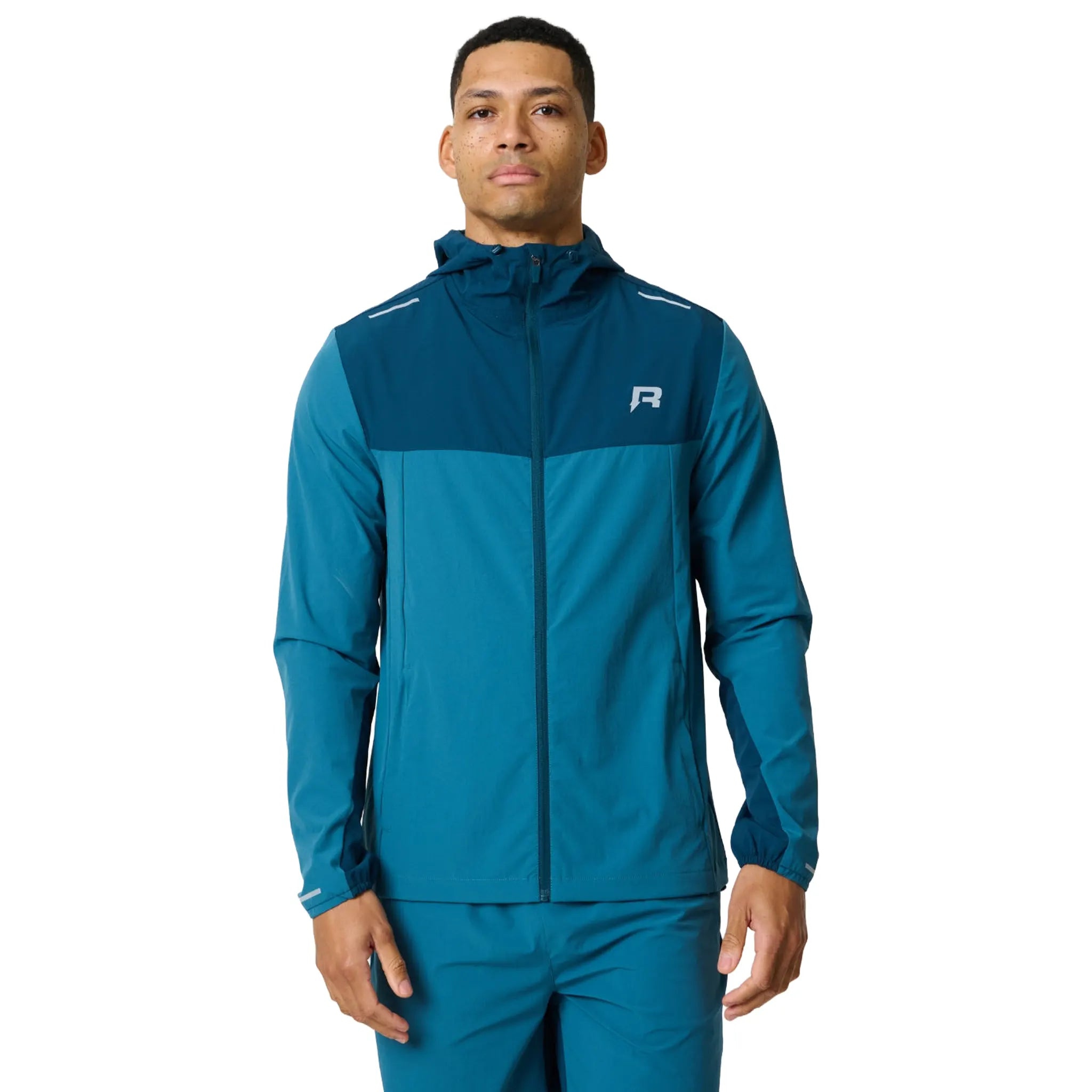 Front View of Reprimo Flight Lake Blue Teal Windbreaker REP261-041