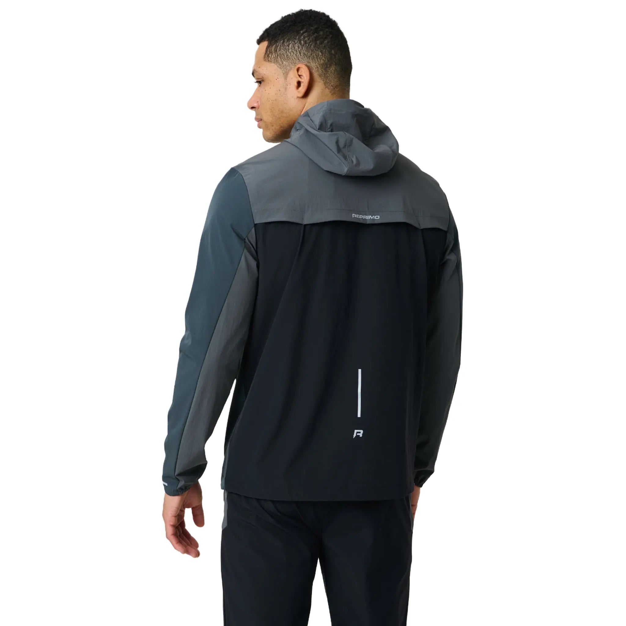 Back View of Reprimo Flight Slate Obsidian Windbreaker REP261-017