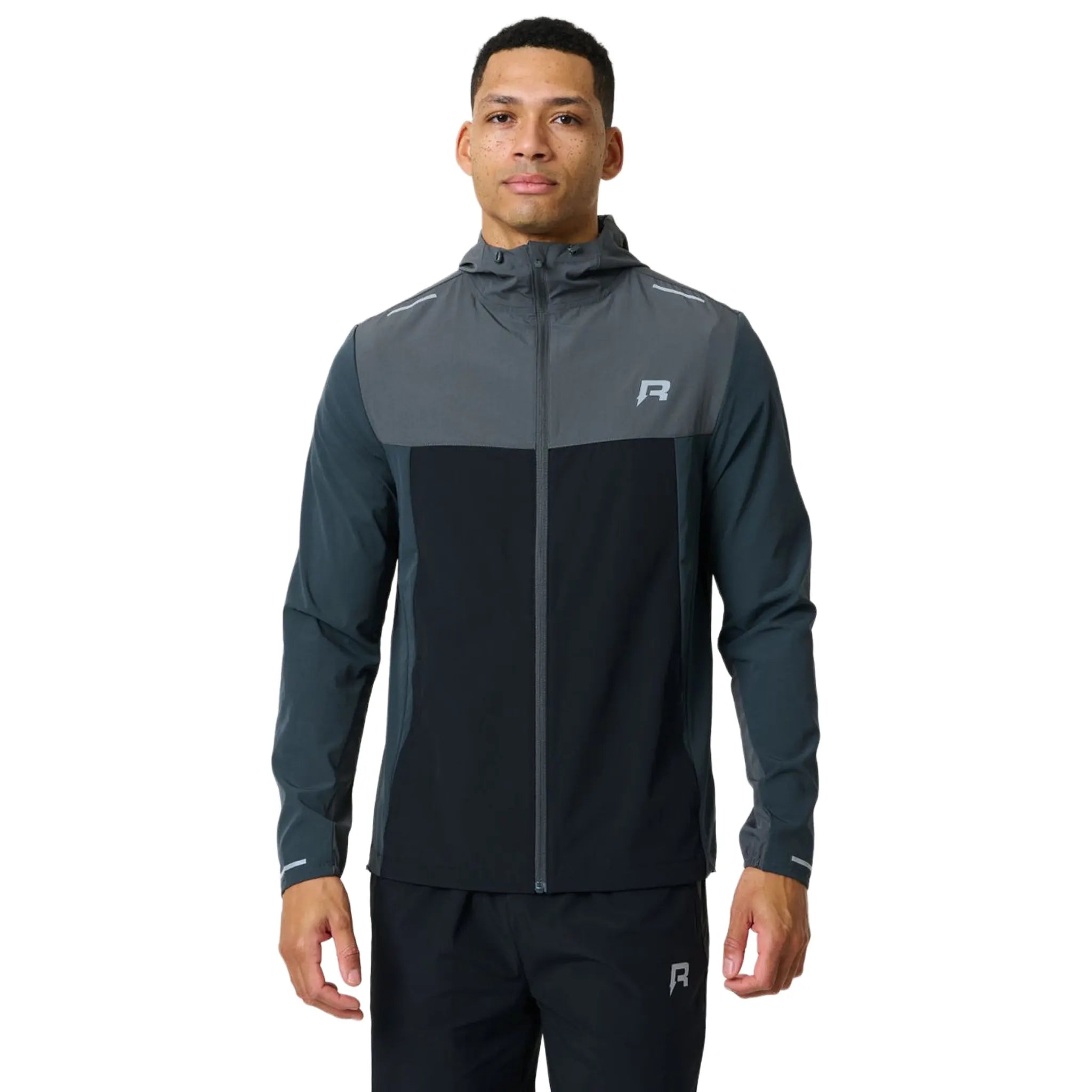 Front View of Reprimo Flight Slate Obsidian Windbreaker REP261-017