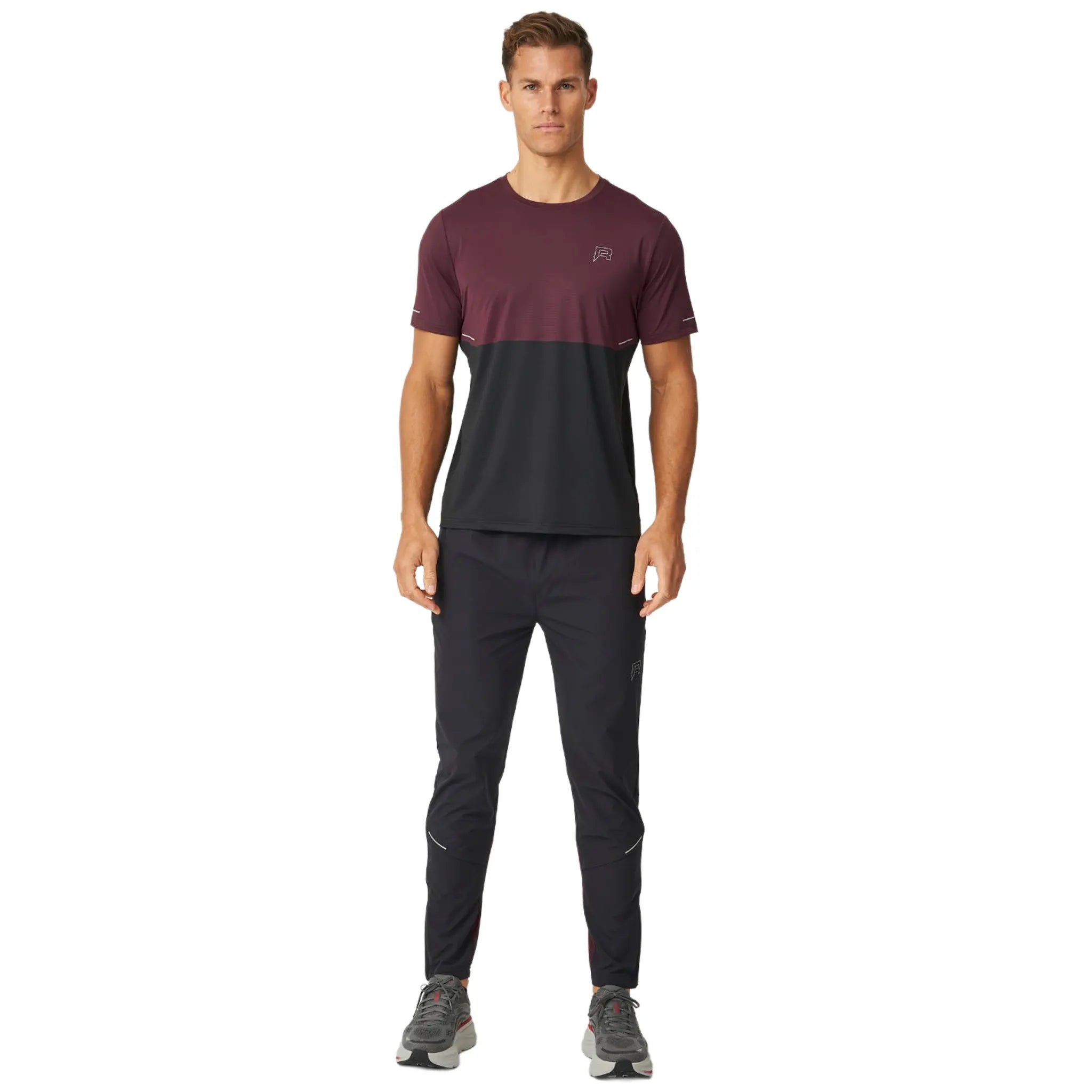 Front View of Reprimo Impact Burgundy Obsidian Track Pants REP254-296