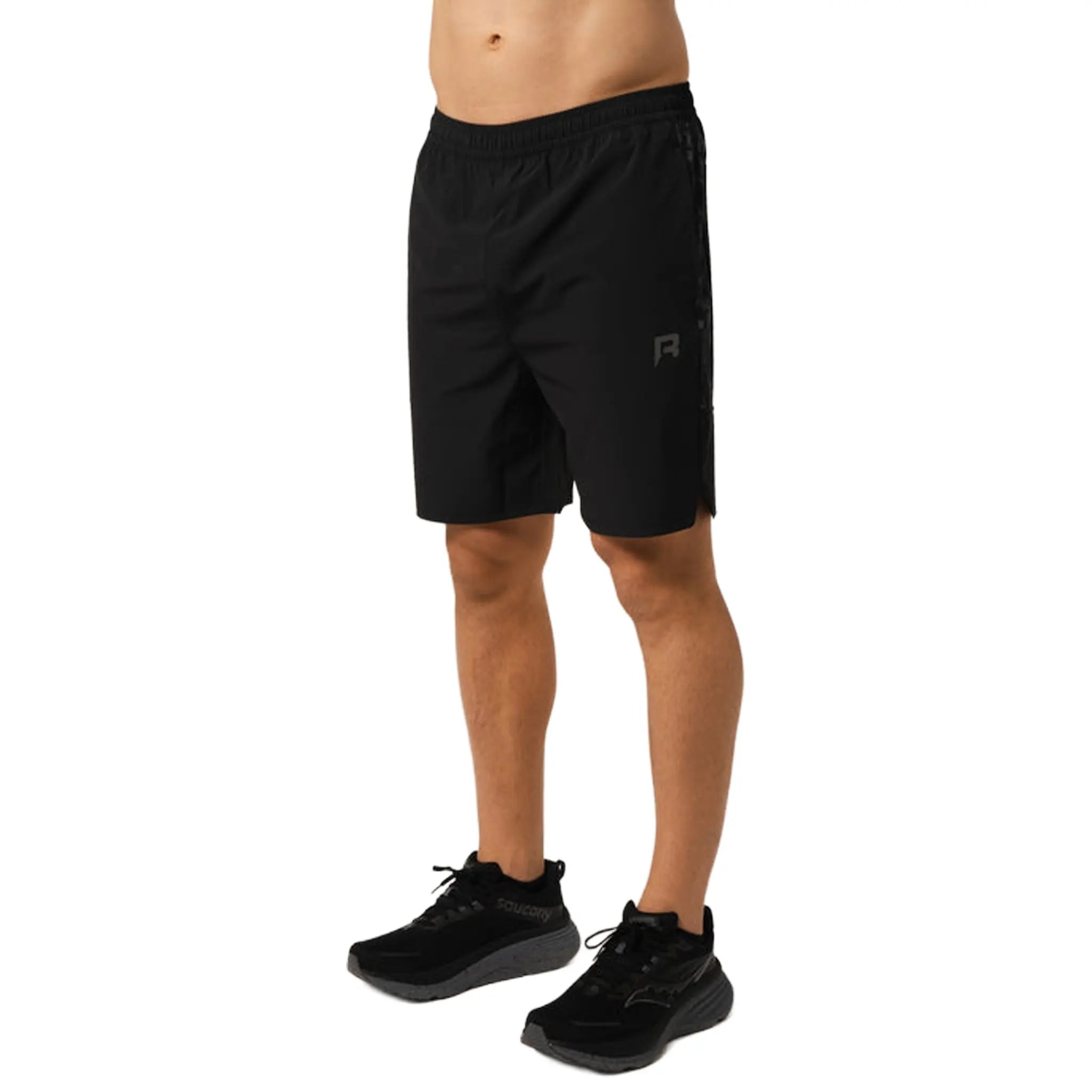 Front View of Reprimo Shibori Black Shorts