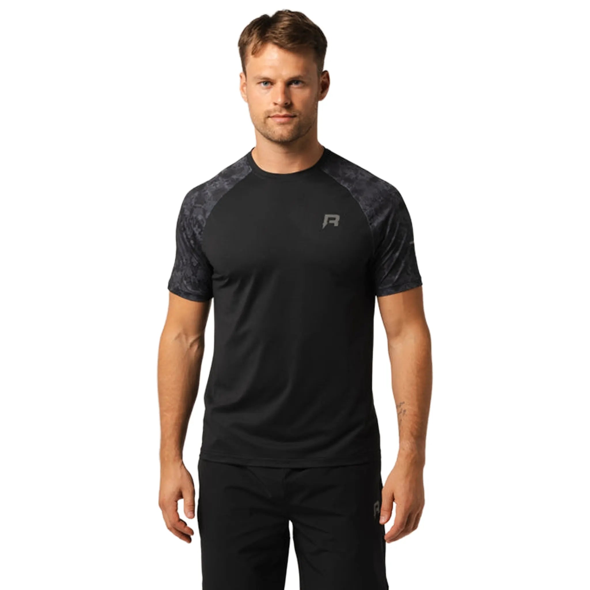 Front View of Reprimo Shibori Black T-Shirt