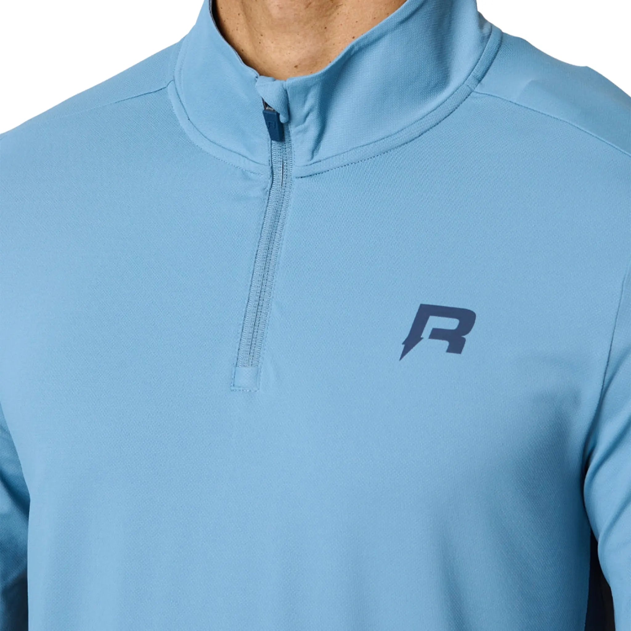 Detailed Front View of Reprimo Vortex Ink Dusky Blue L/S 1/4 Zip REP261-077