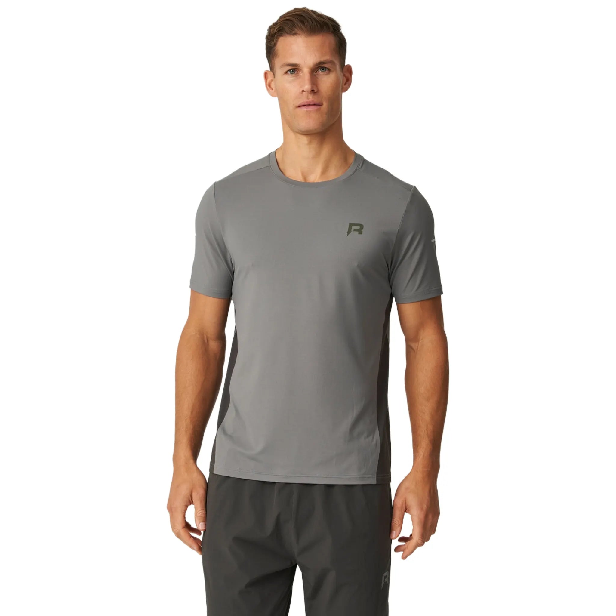 Front View of Reprimo Vortex Olive Dark Grey T Shirt REP254-221