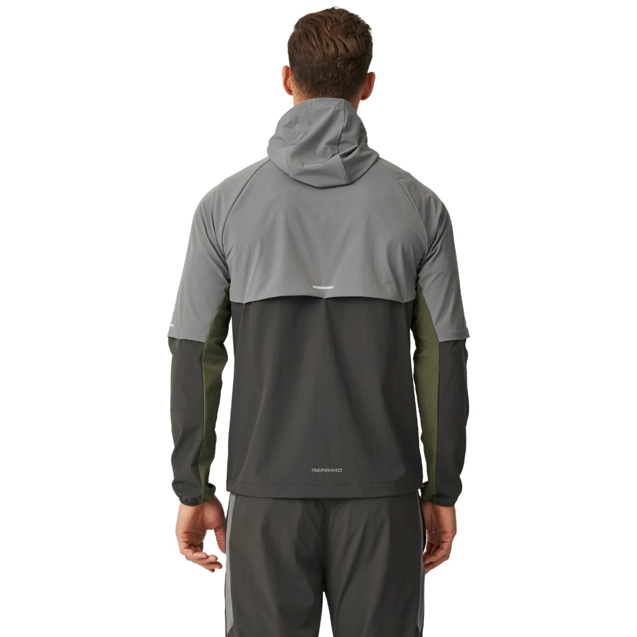 Back View of Reprimo Vortex Olive Dark Grey Windbreaker REP254-245
