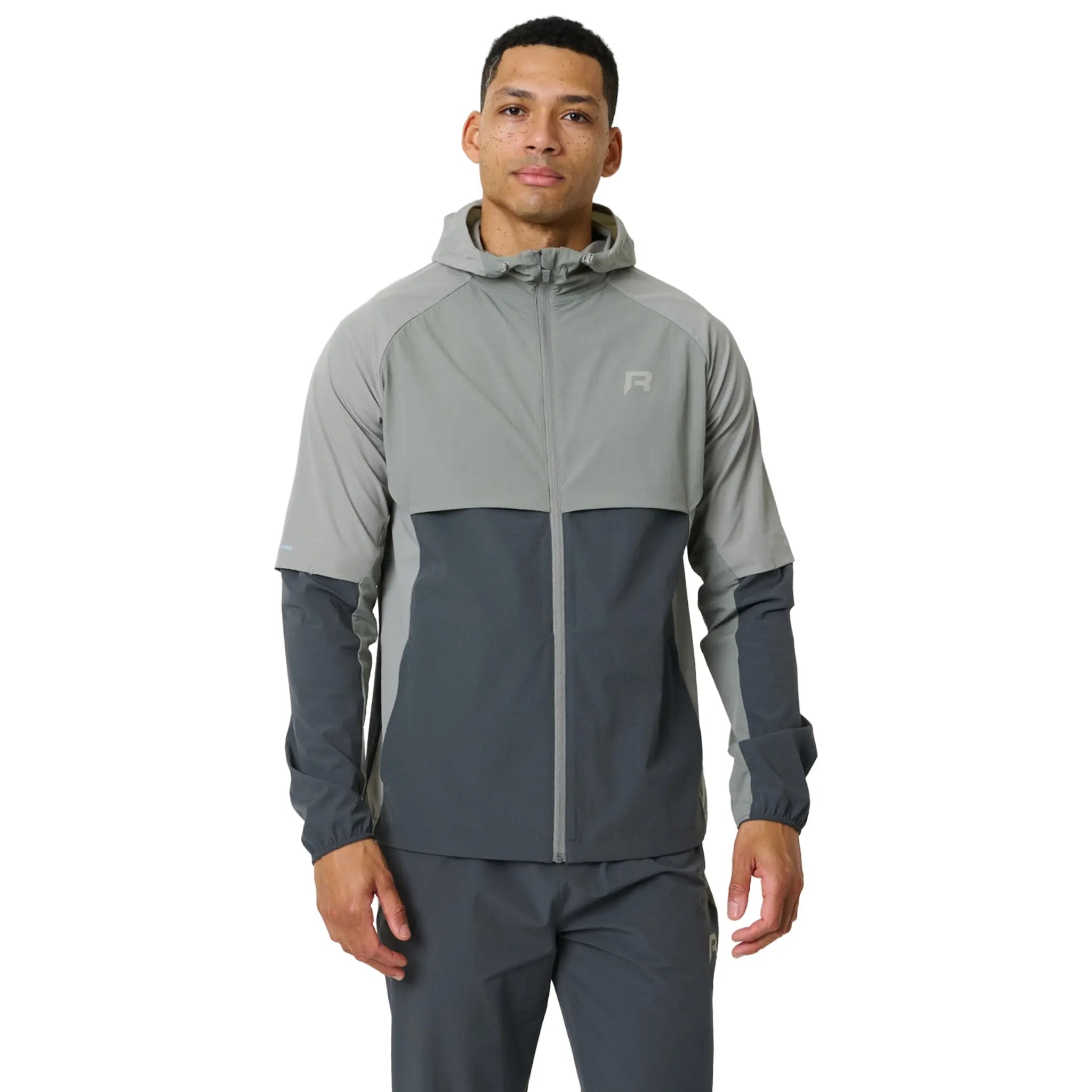 Front View of Reprimo Vortex Slate Faded Dune Windbreaker REP261-058