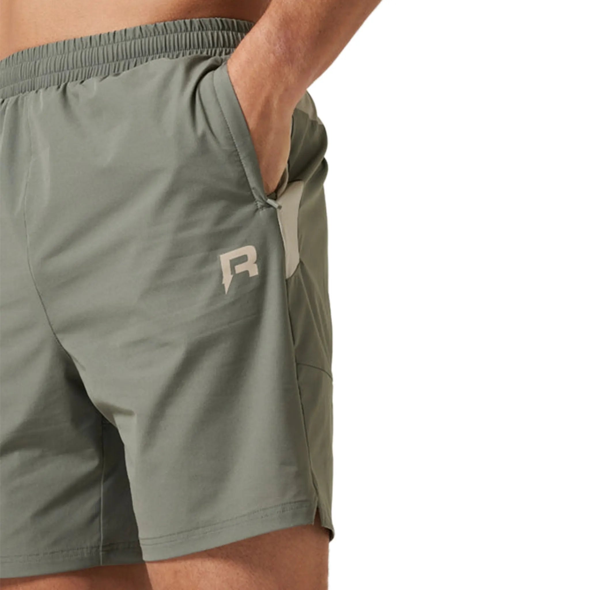 Detailed View of Reprimo Vortex Stone Khaki Shorts