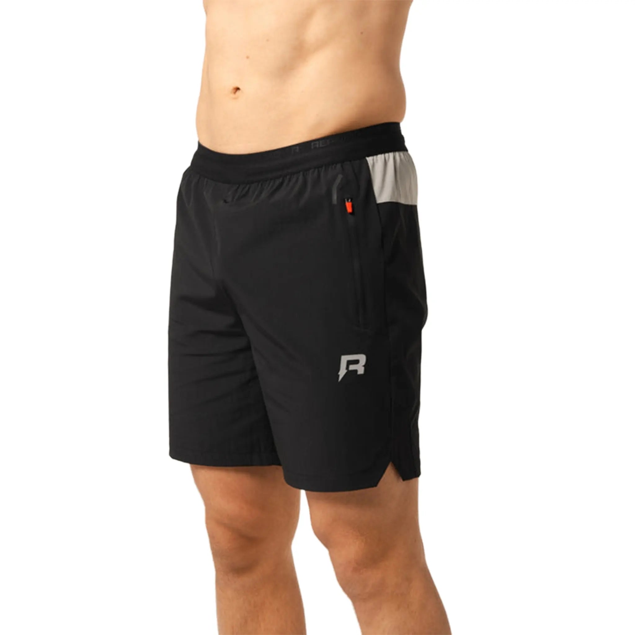Front Side View of Reprimo Xcelerate Greylight Black Shorts