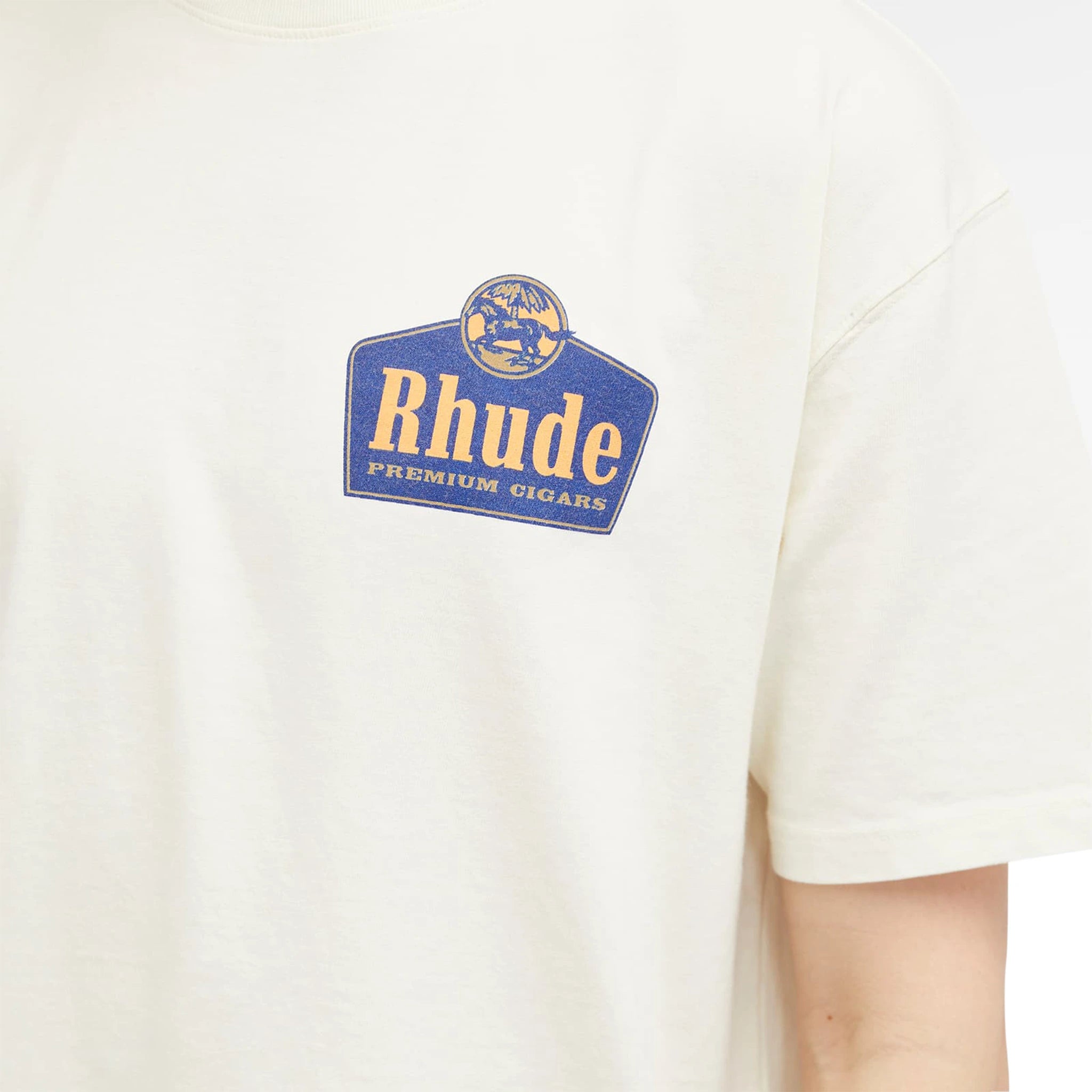 Chest view of Rhude Grand Cru Vintage White T Shirt RHPS24TT05012611