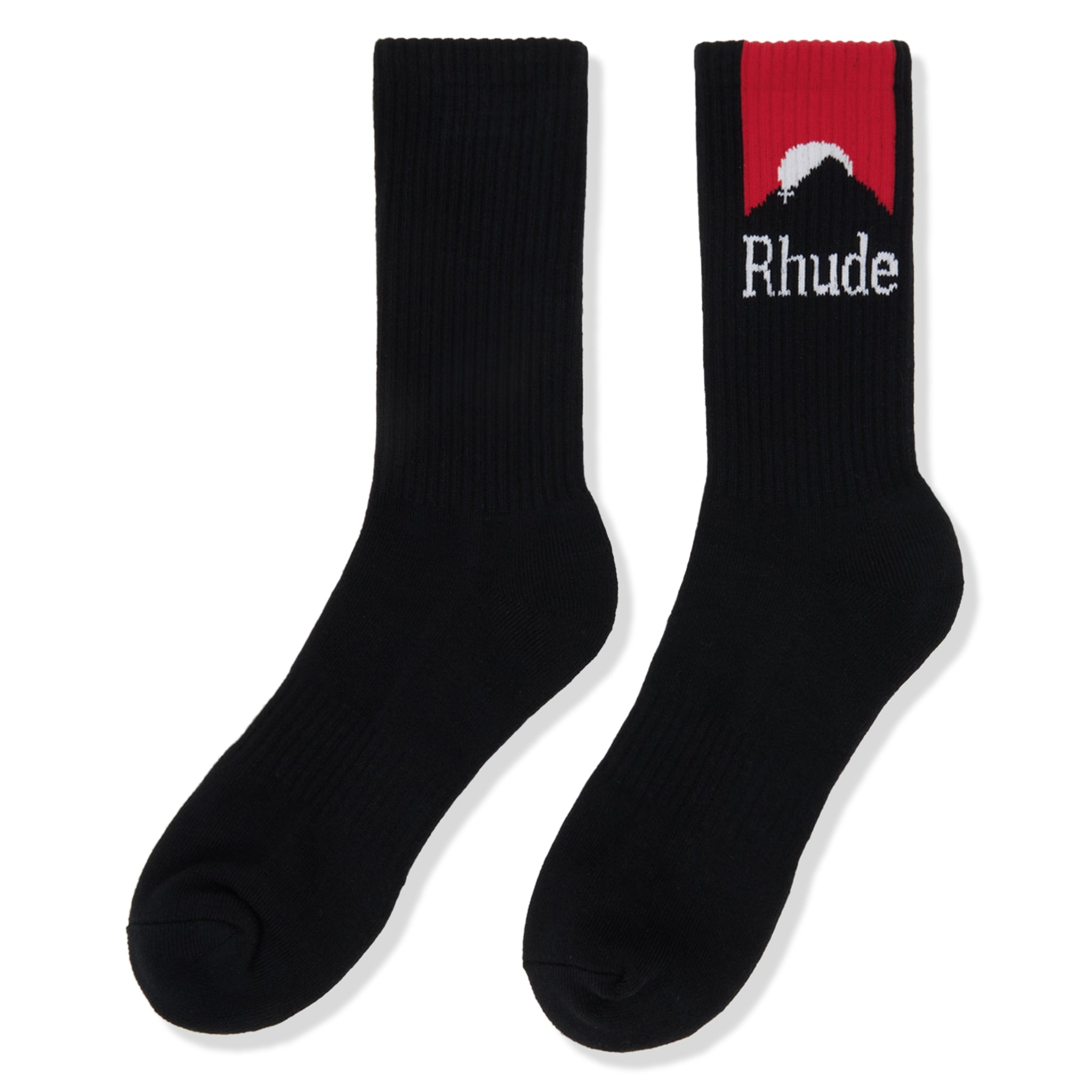 Back view of Rhude Moonlight Sport Socks Black RHPF23SO07170372