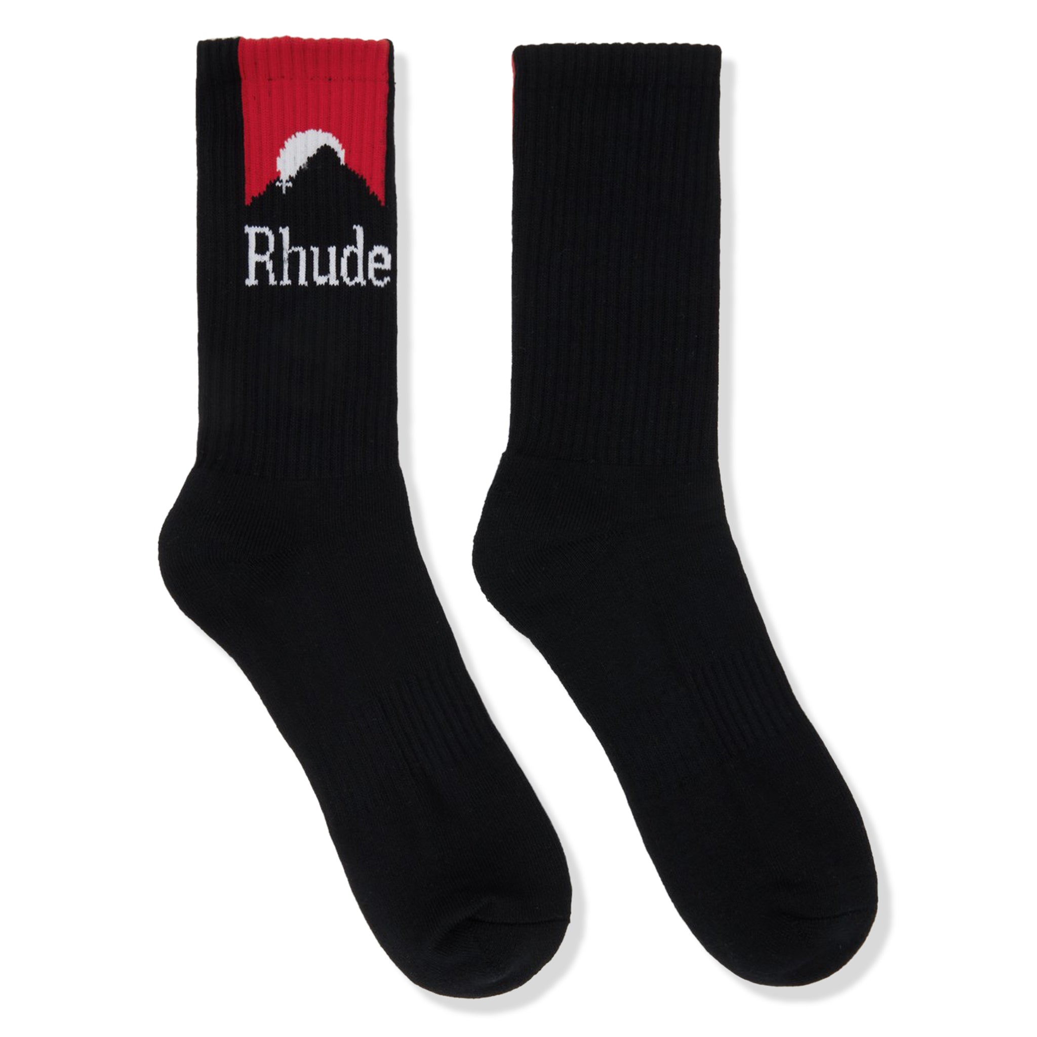 Front view of Rhude Moonlight Sport Socks Black RHPF23SO07170372