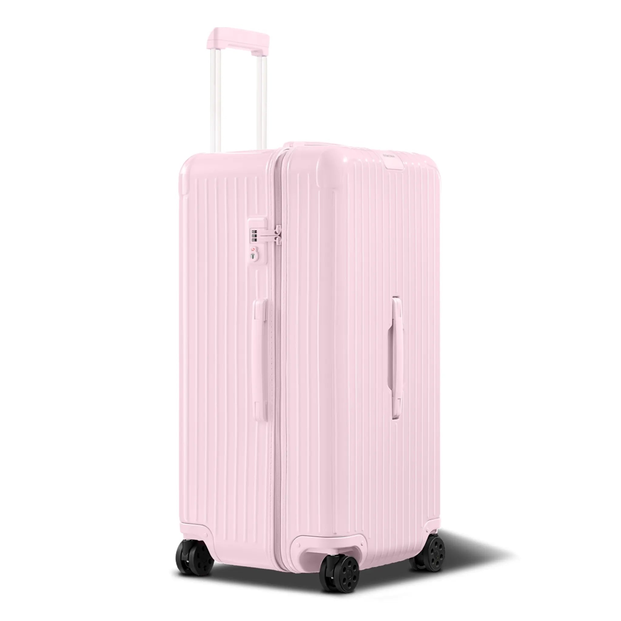 Front Side View of RIMOWA Essentials Gloss Ballerina Pink Trunk Plus Suitcase 83280751