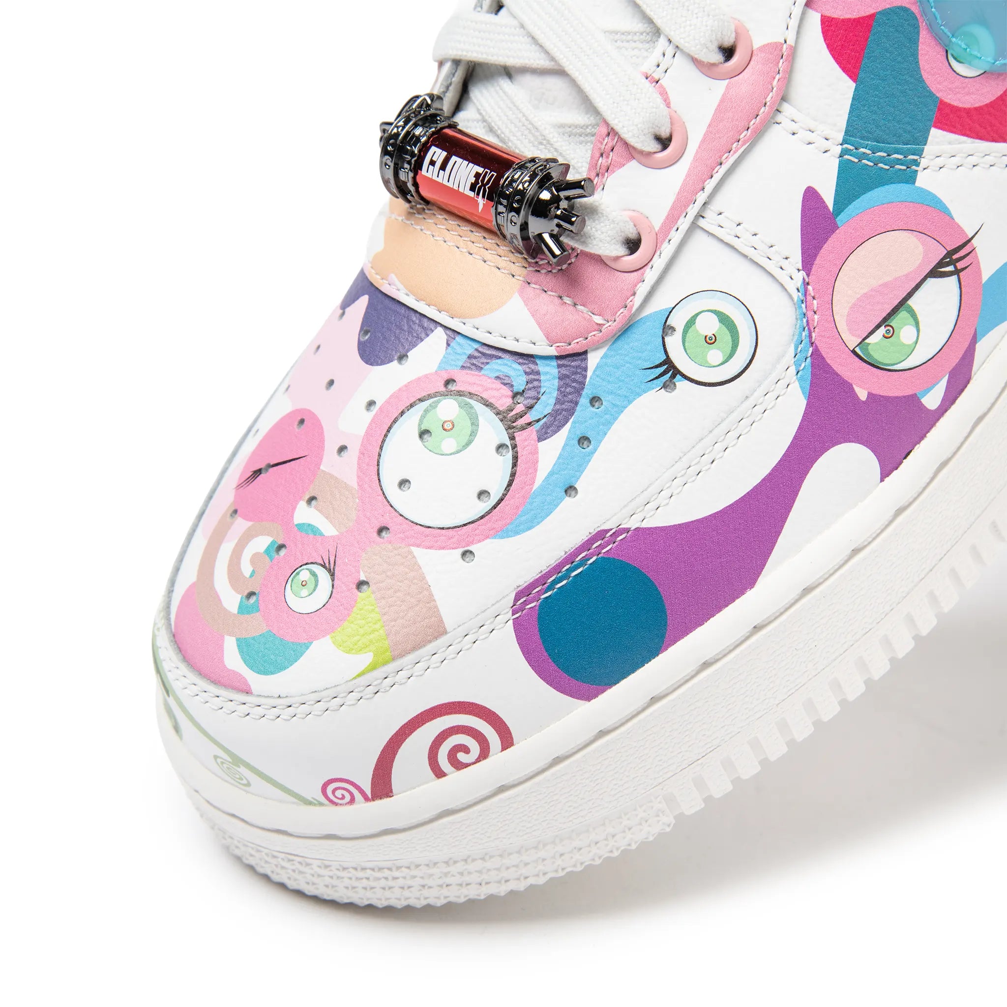 Toe box view of RTFKT x Takashi Murakami x Air Force 1 Low 'Murakami DNA'