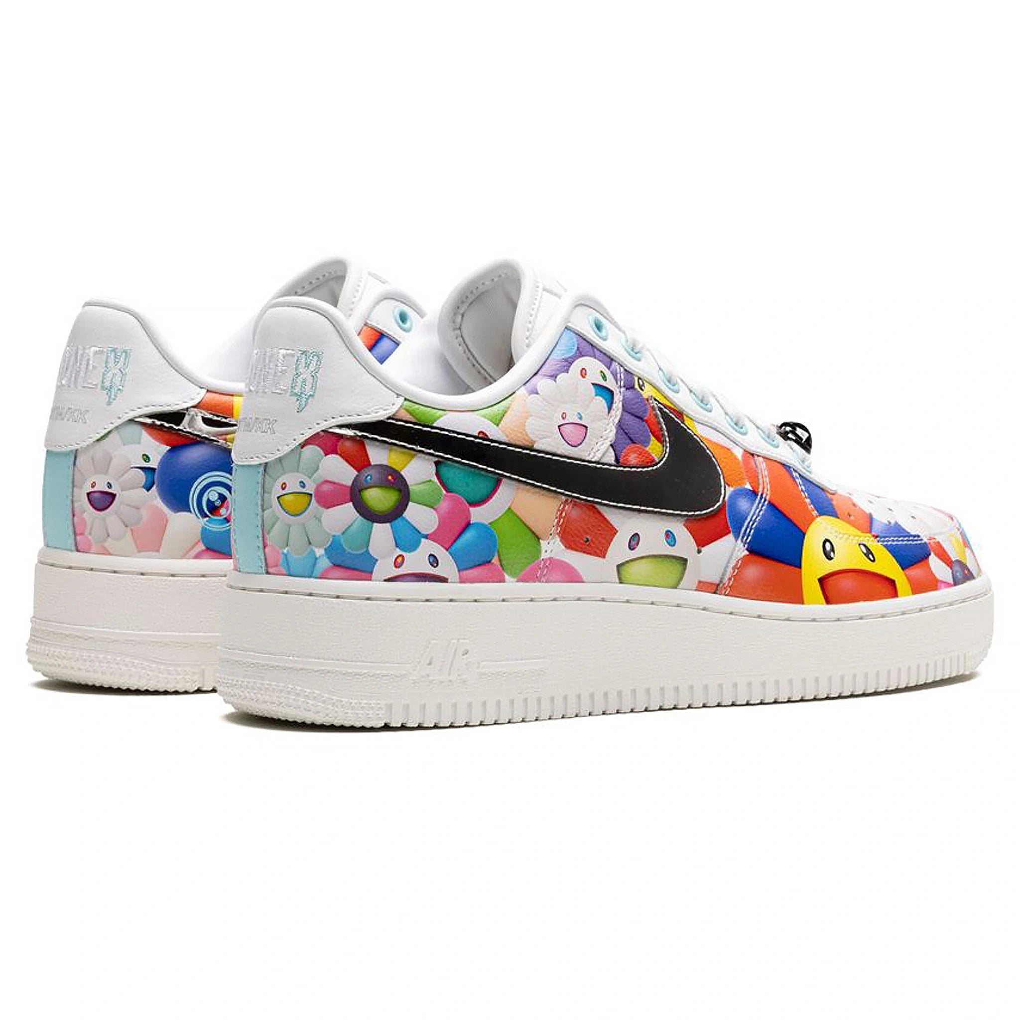 Back view of RTFKT x Takashi Murakami x Nike Air Force 1 Low Murakami Drip FQ4051-900