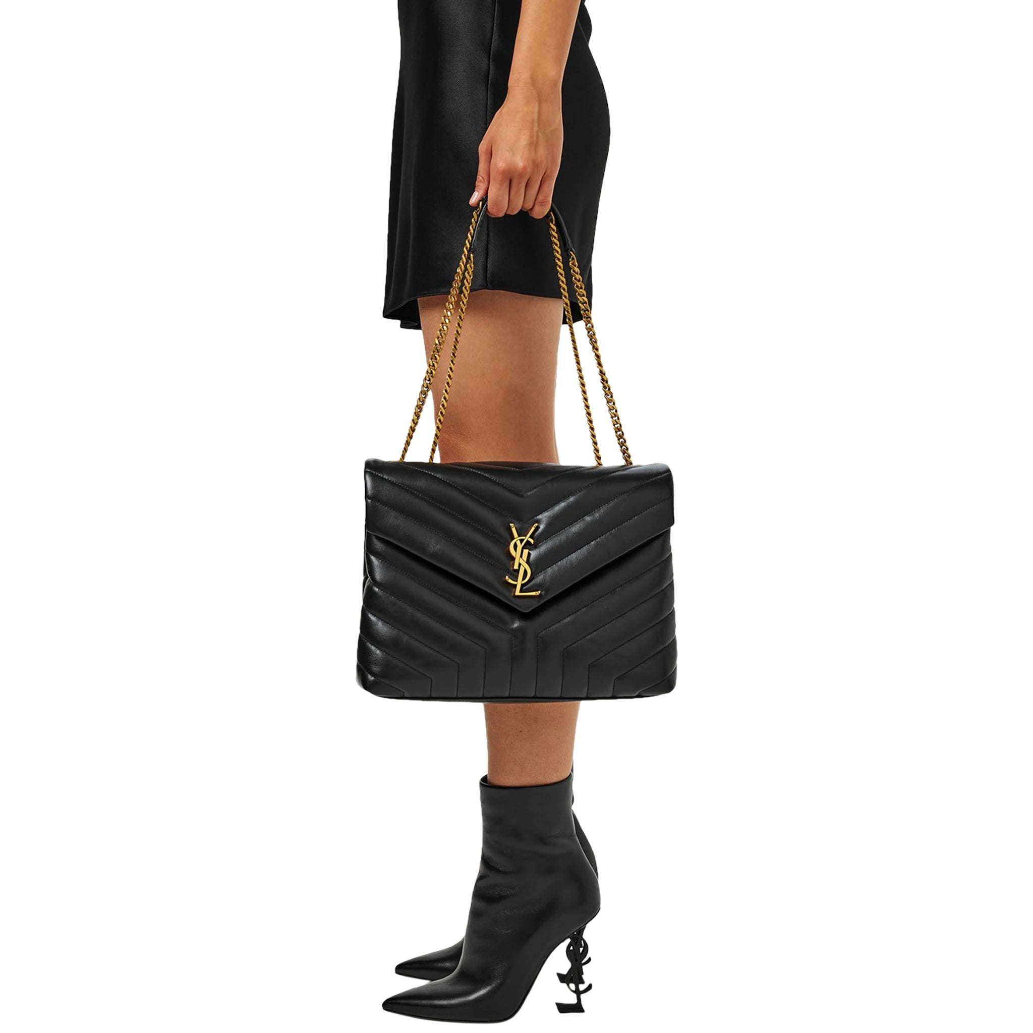 Saint Laurent Loulou Quilted Black Shoulder Bag