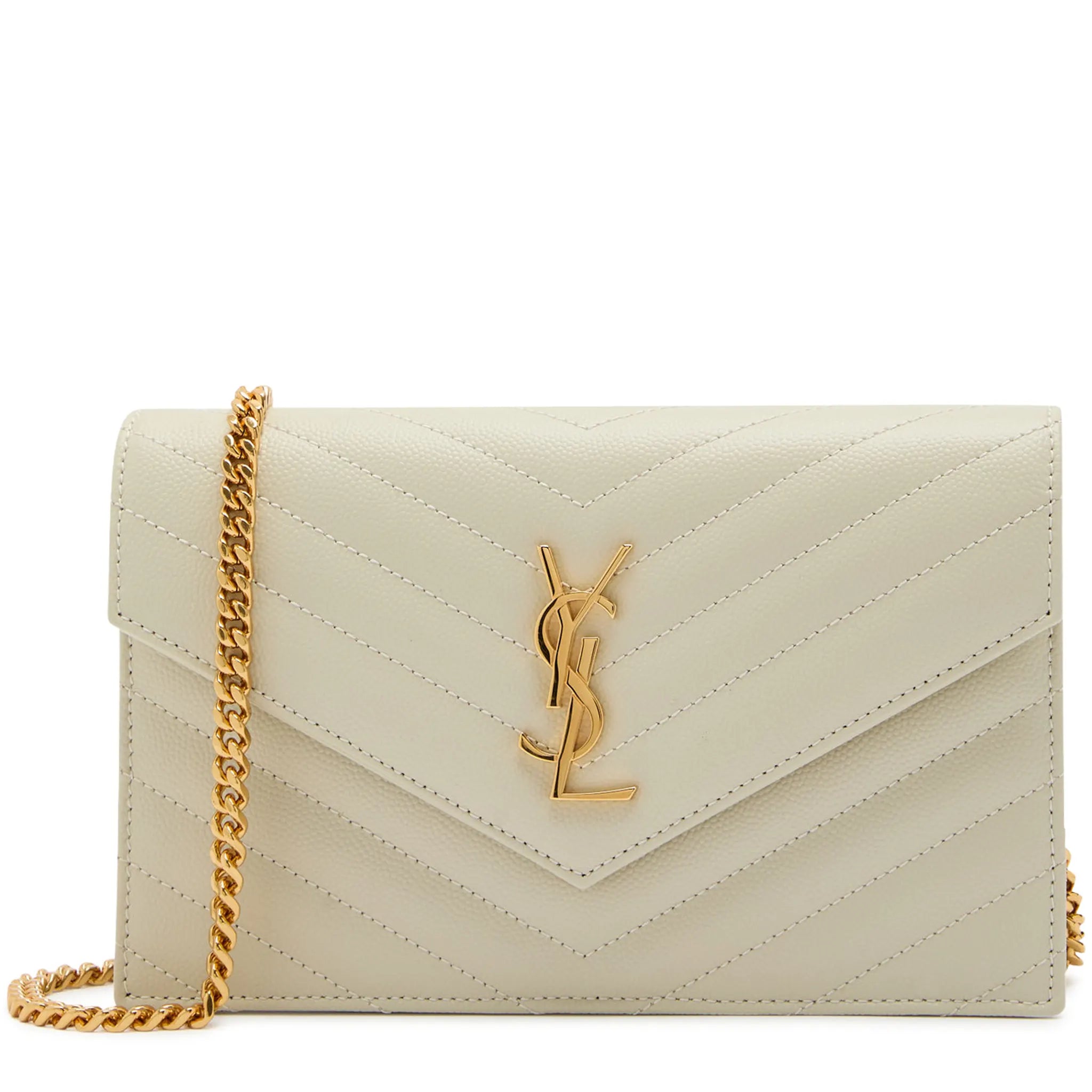 Front View of Saint Laurent Monogram Envelope Blanc Vintage Crossbody Bag 742920BOW019207