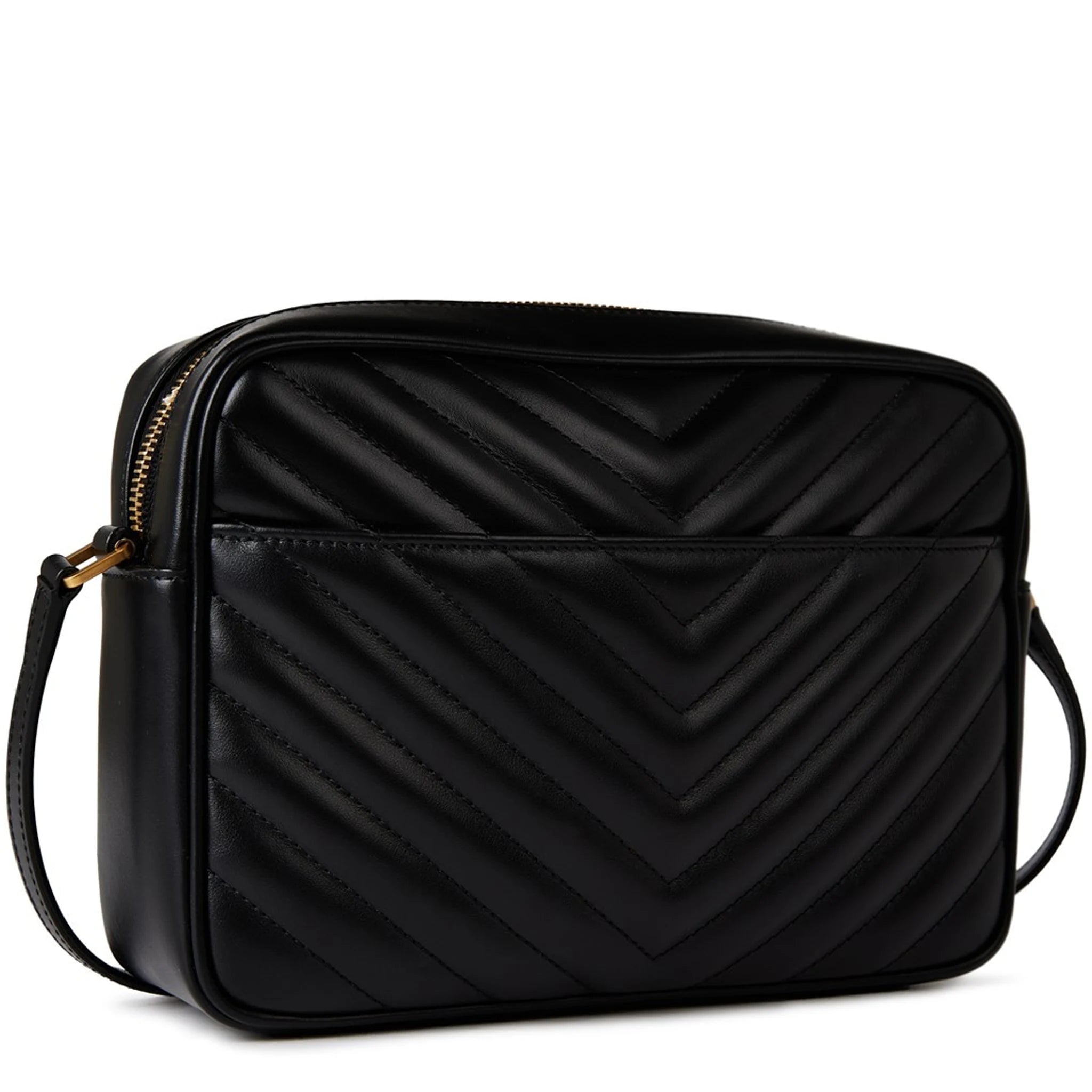 Back side view of Saint Laurent Quilted Leather Lou Black Camera Bag