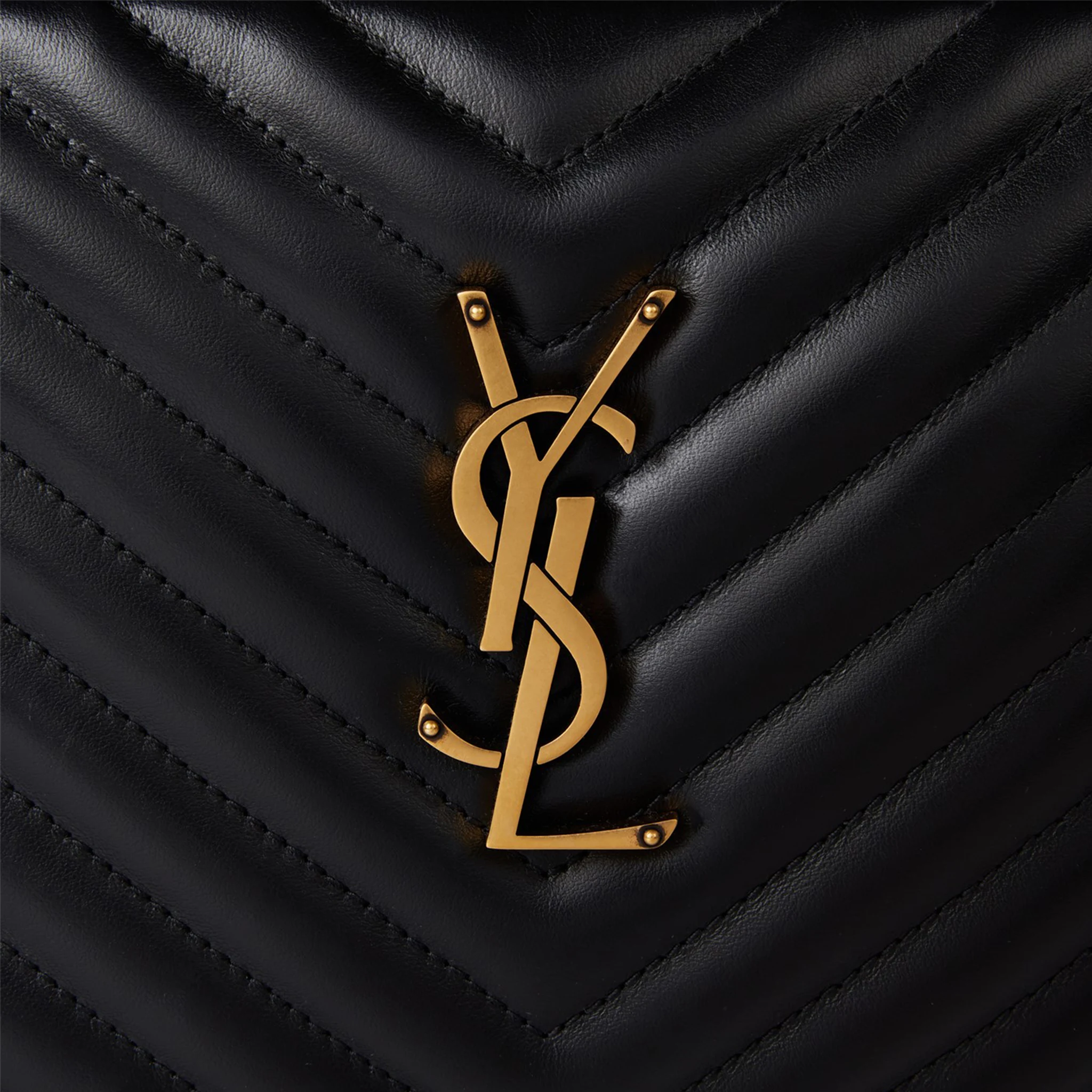Logo view of Saint Laurent Quilted Leather Lou Black Camera Bag