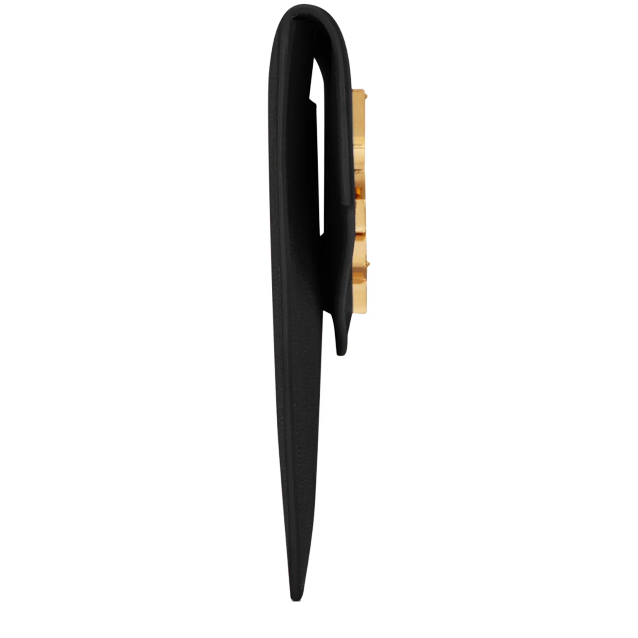 Side View of Saint Laurent Uptown Grain De Poudre Leather Black Pouch