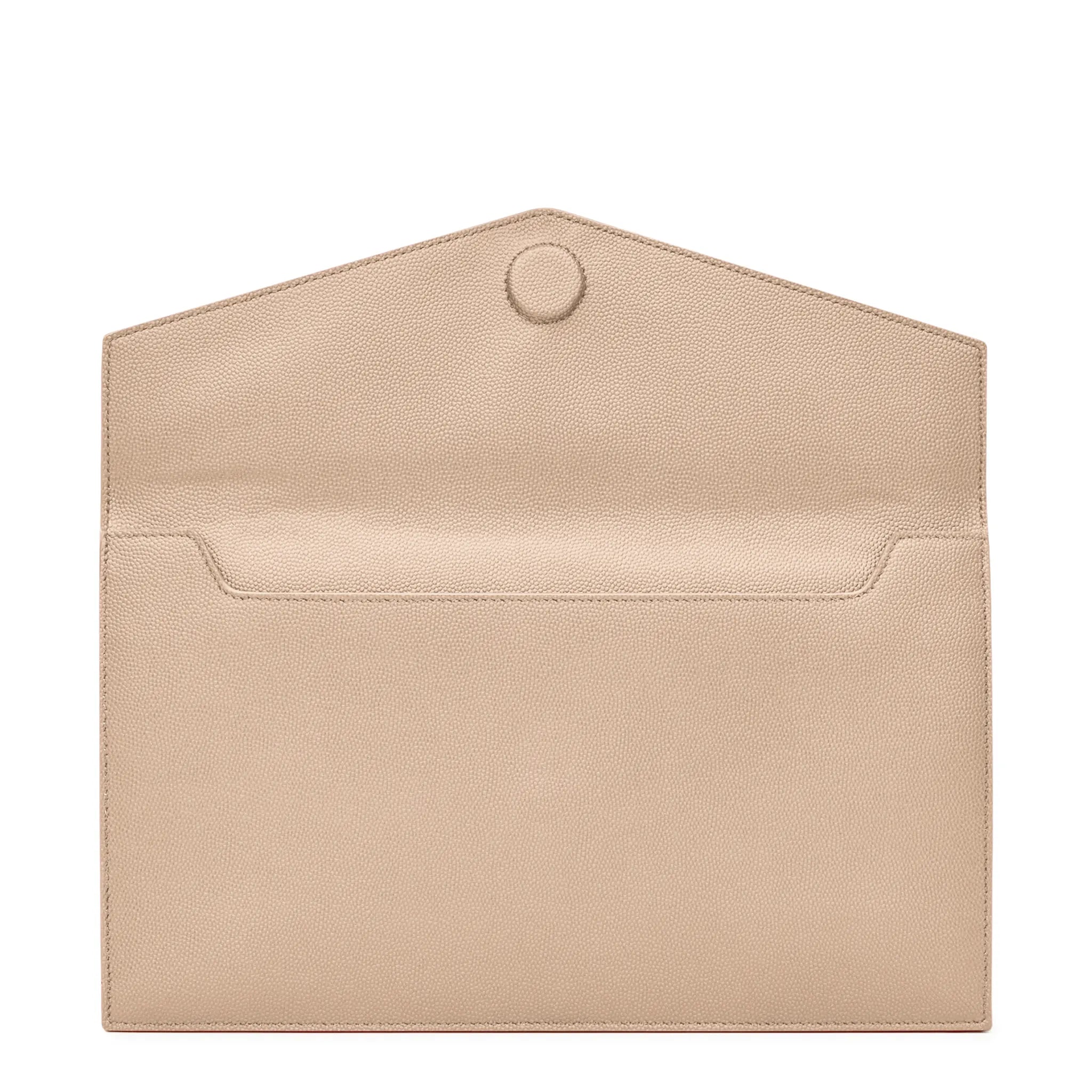 Inside View of Saint Laurent Uptown Grain De Poudre Leather Dark Beige Pouch 5657391GF0J2721
