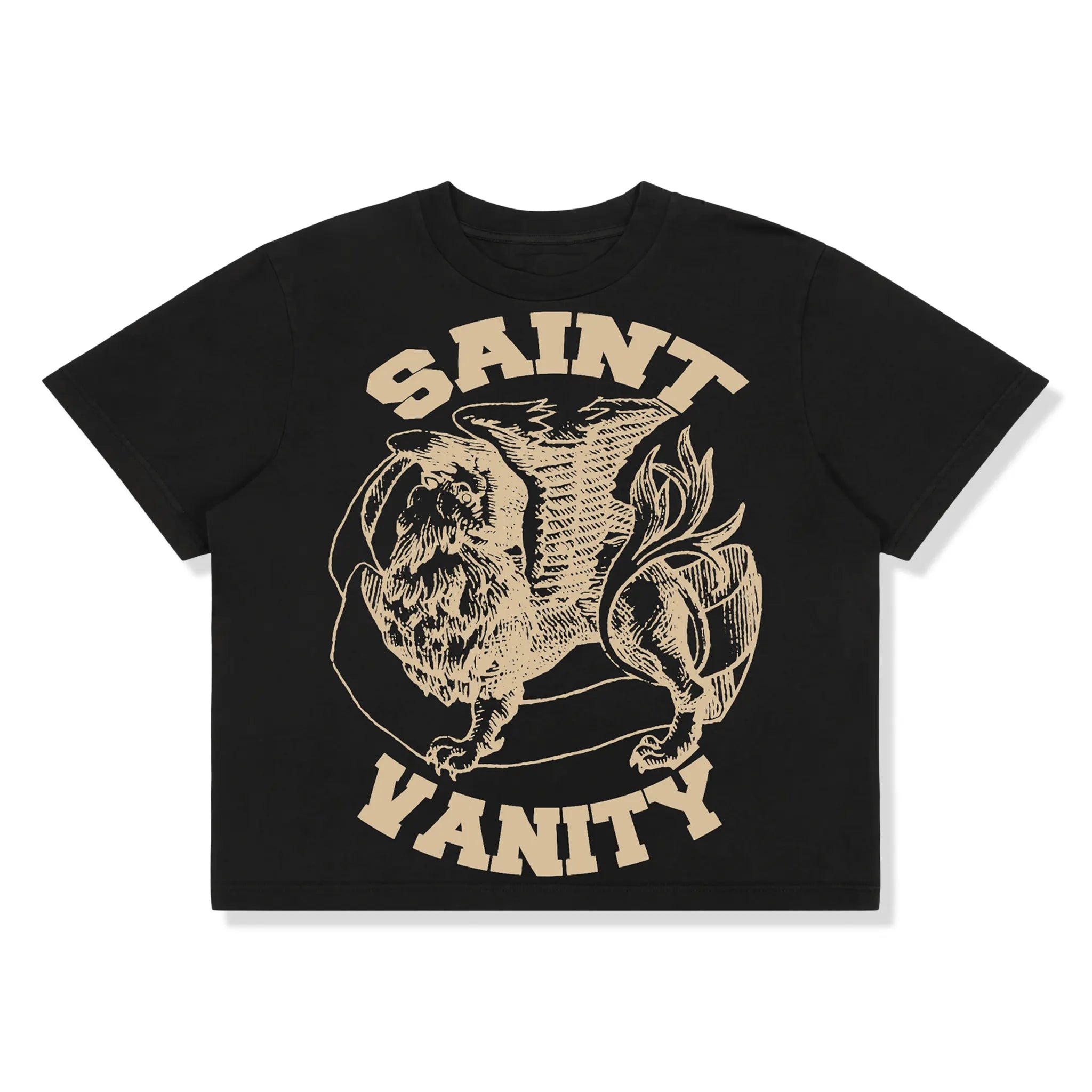 Front View of Saint Vanity Griffin Black Cream T-Shirt