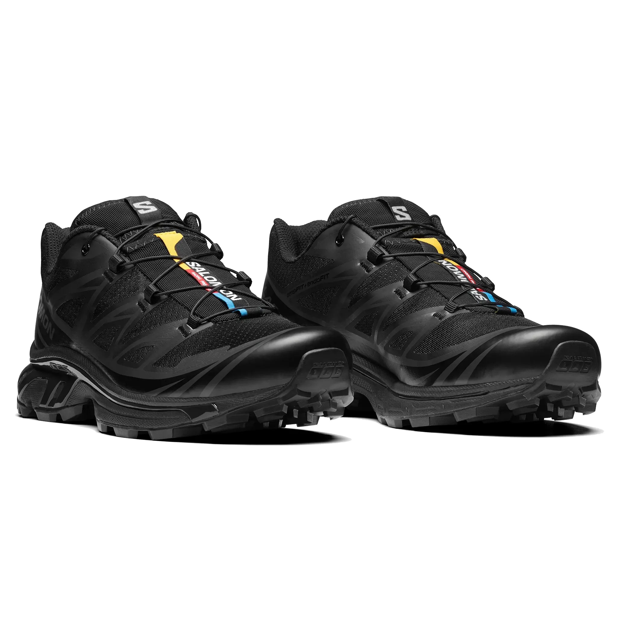 Front Side View of Salomon XT-6 Advanced Black Sneaker L41086600