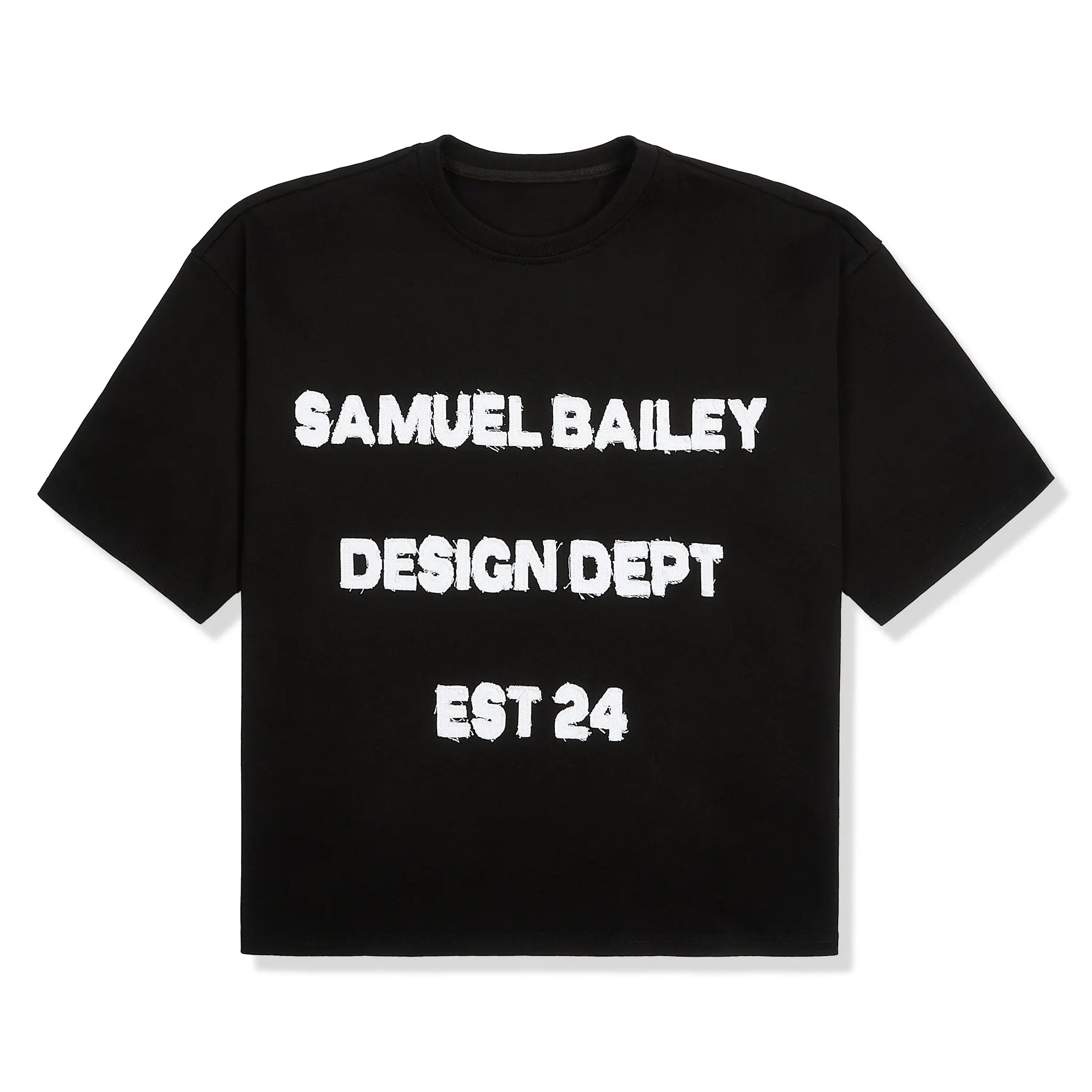 Front View of Samuel Bailey Design Dept Black T-Shirt 52810888020291