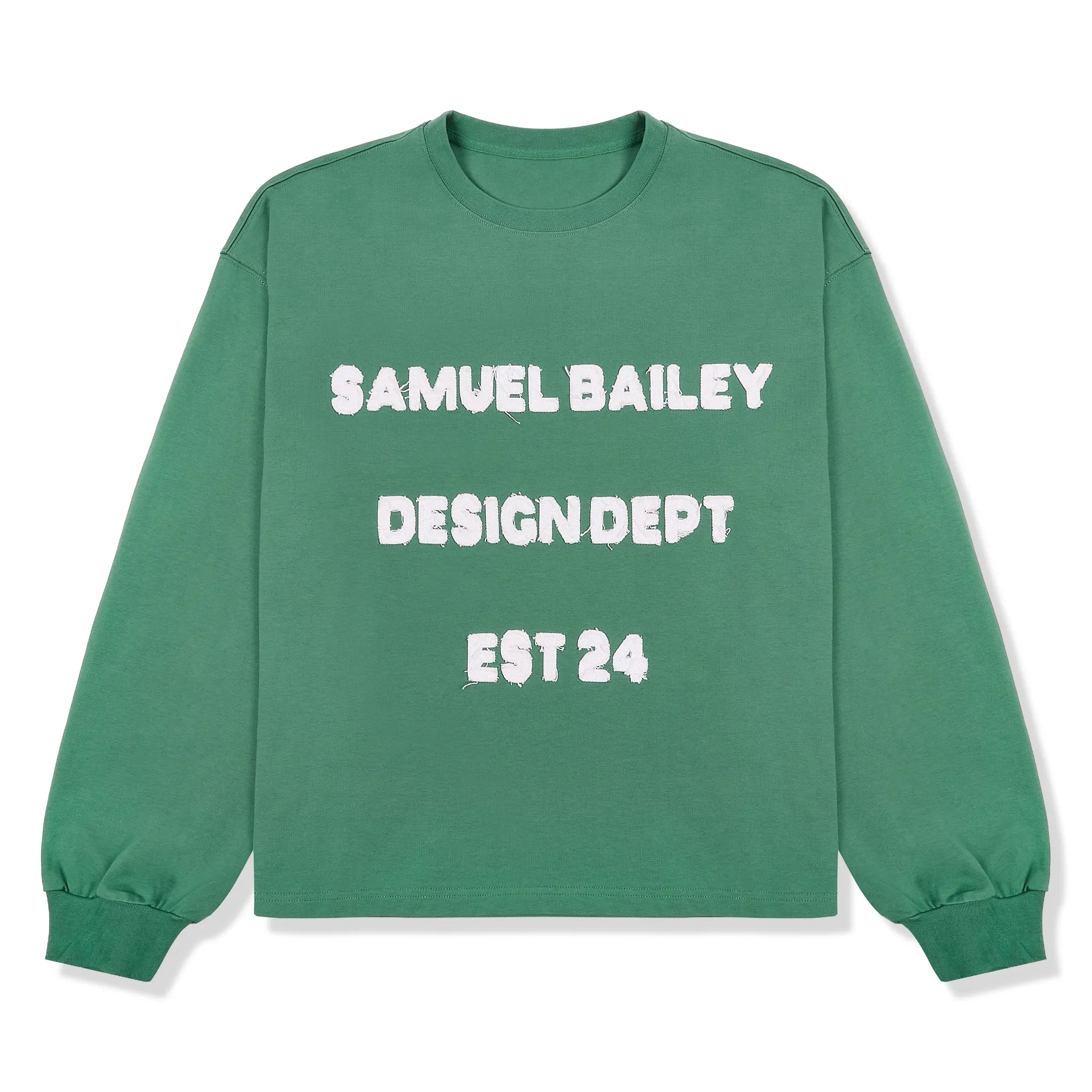 Front View of Samuel Bailey Design Dept L/S Green T-Shirt 53848812618051