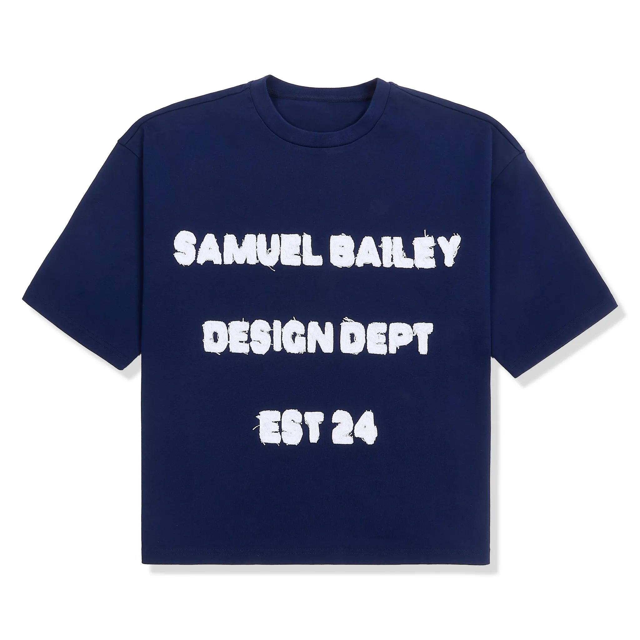 Front View of Samuel Bailey Design Dept Navy T-Shirt 53220448010563