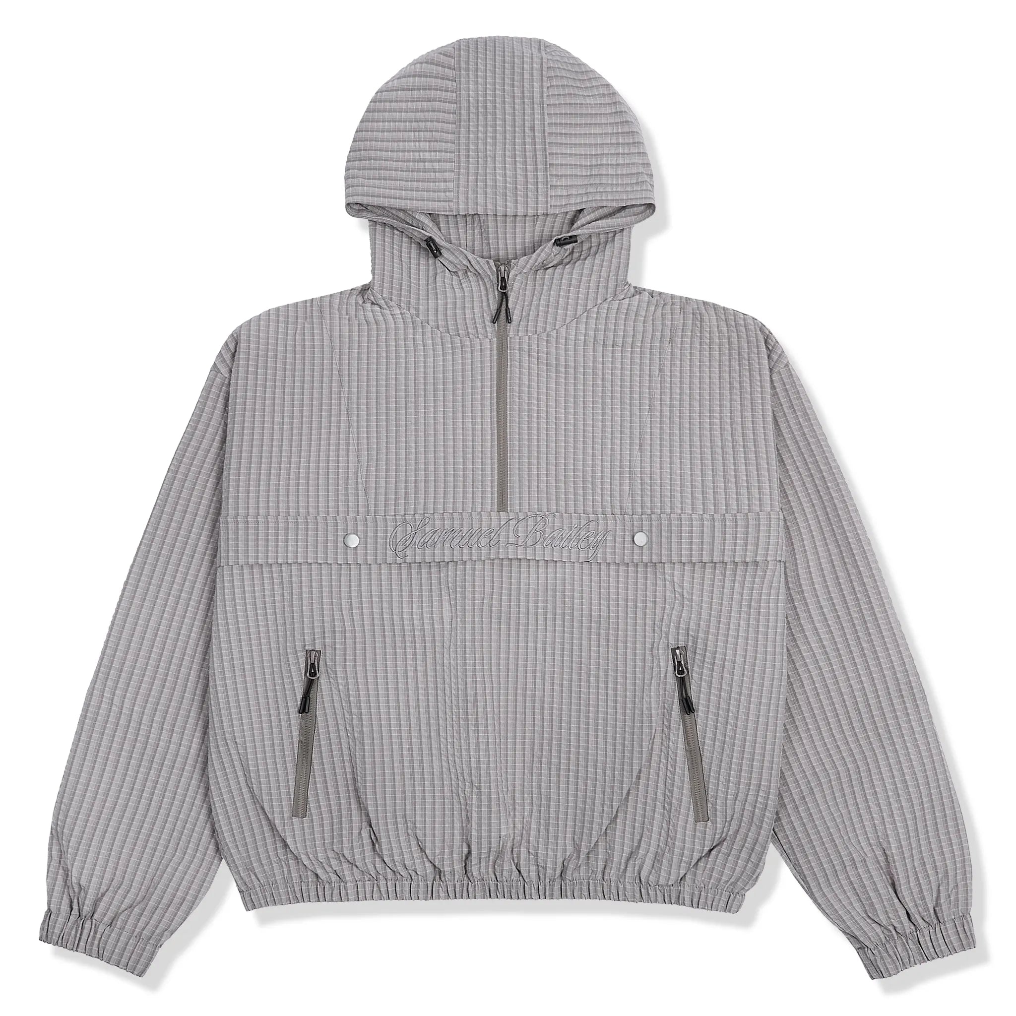 Front View of Samuel Bailey Signature Grid Grey Jacket (W) 53902754677059
