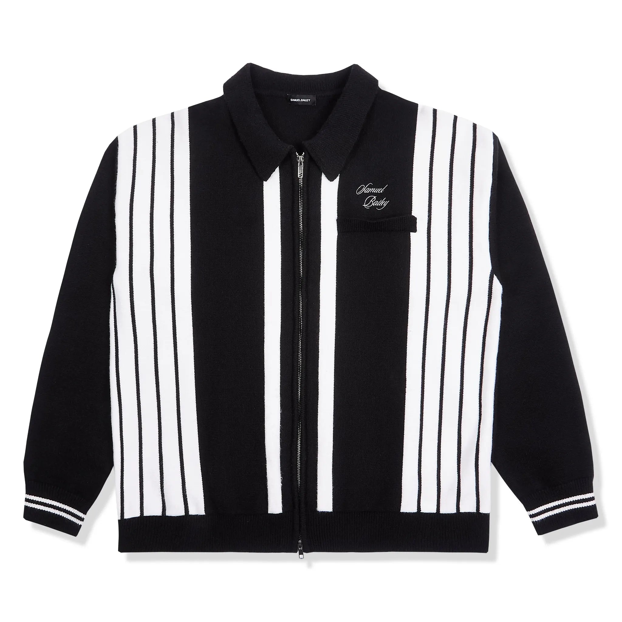 Front View of Samuel Bailey Signature Stripe Black Jacket 52365863813443