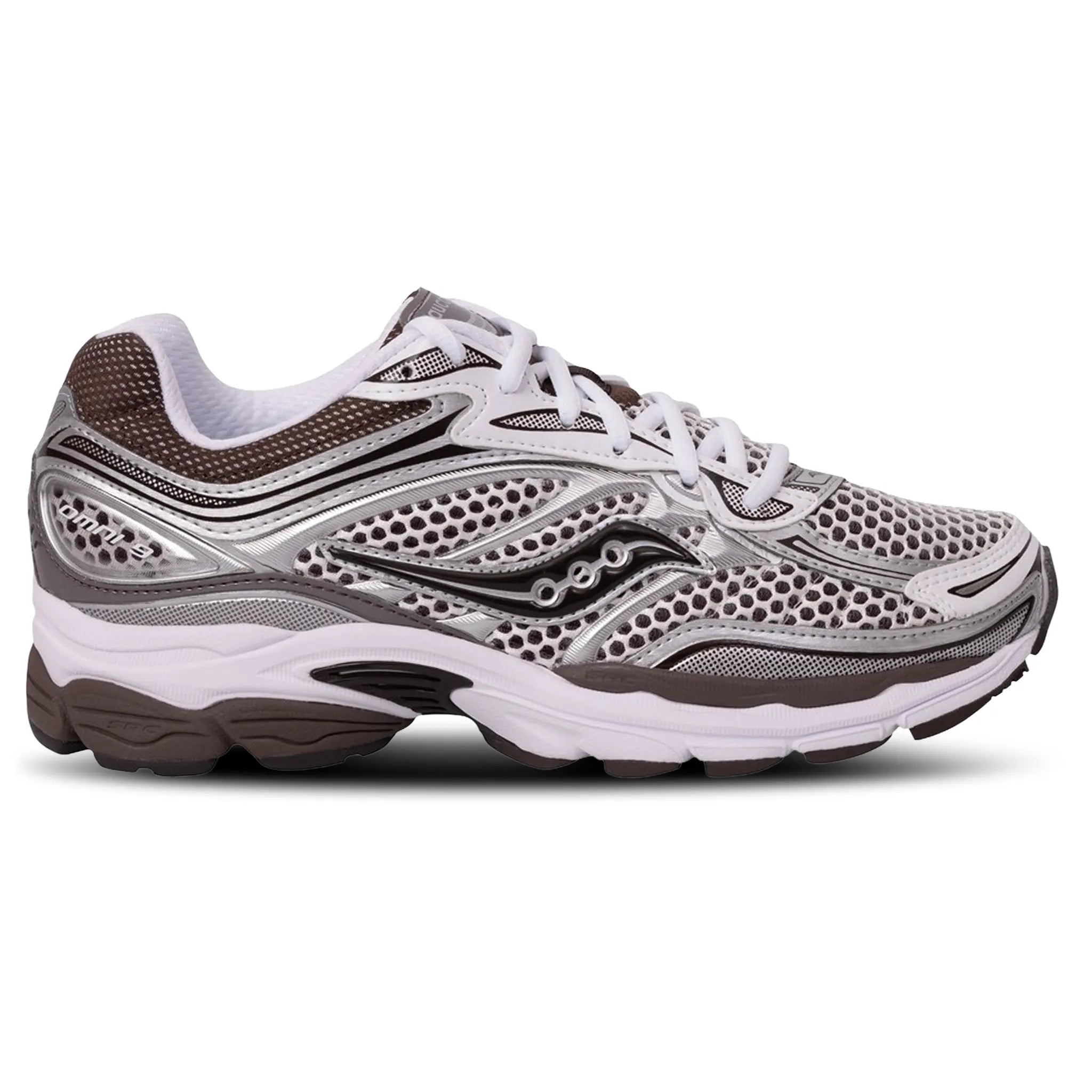 Side View of Saucony Pro Grid Omni 9 Silver Brown