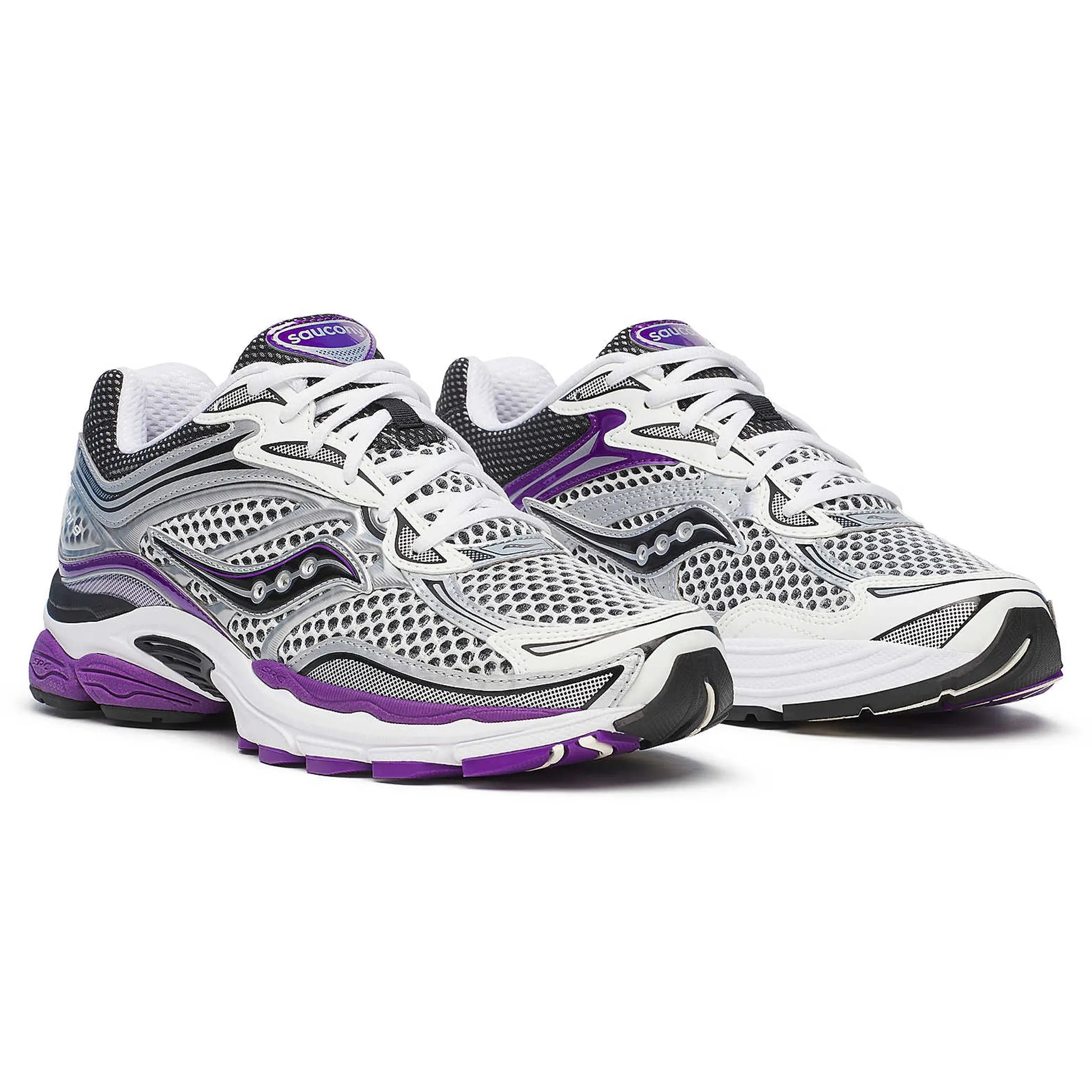 Front Side View of Saucony Progrid Omni 9 Silver Purple S70739-10