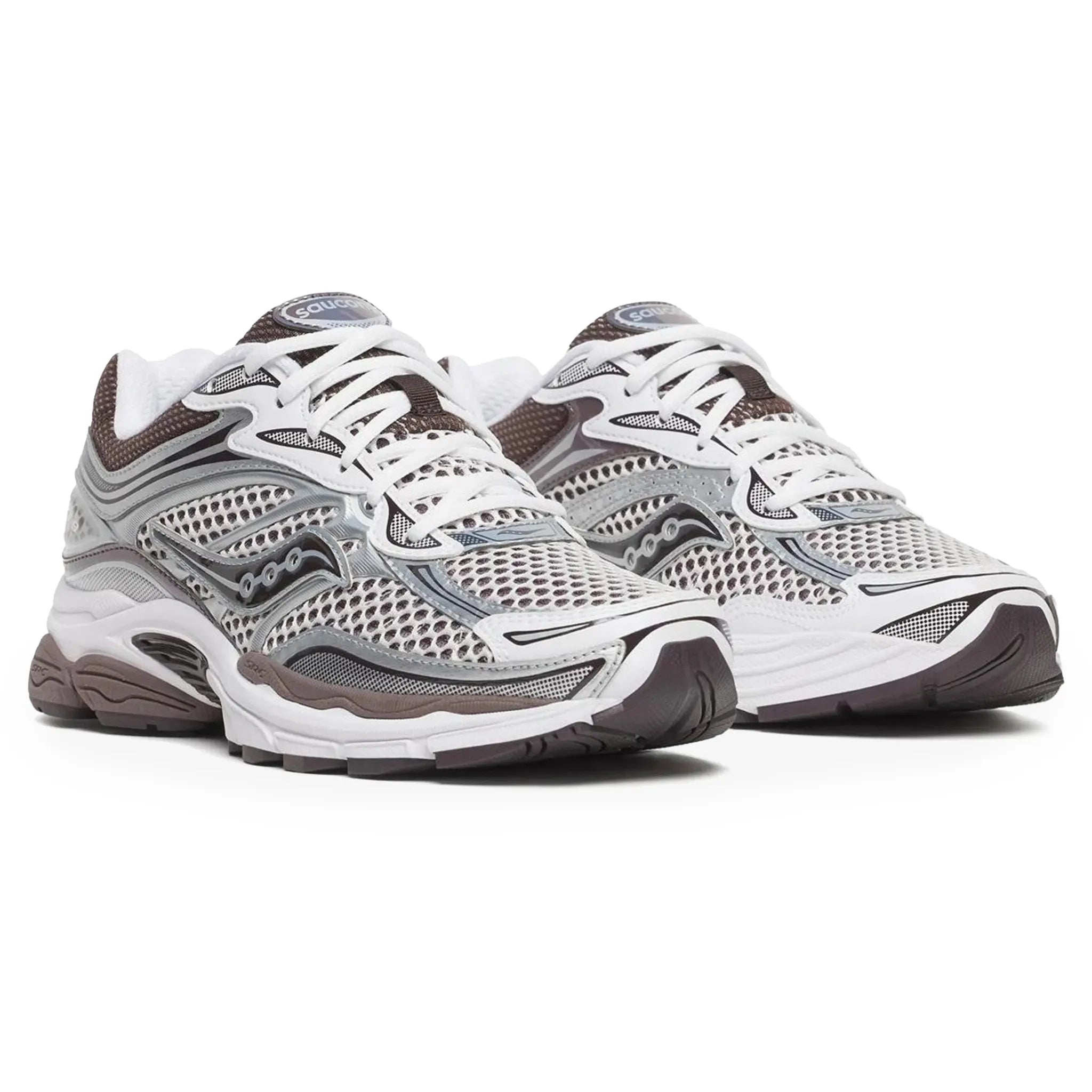 Front Side View of Saucony Progrid Omni 9 Silver Brown S70739-57